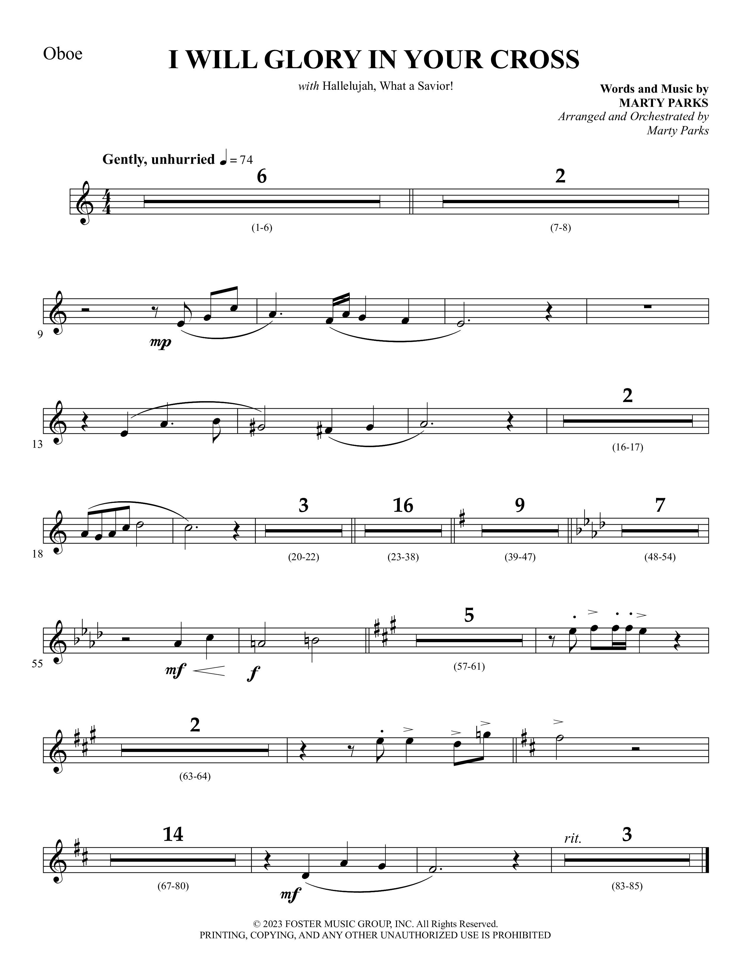 I Will Glory In Your Cross (with Hallelujah What A Savior) Oboe (Foster Music Group / Arr. Marty Parks)