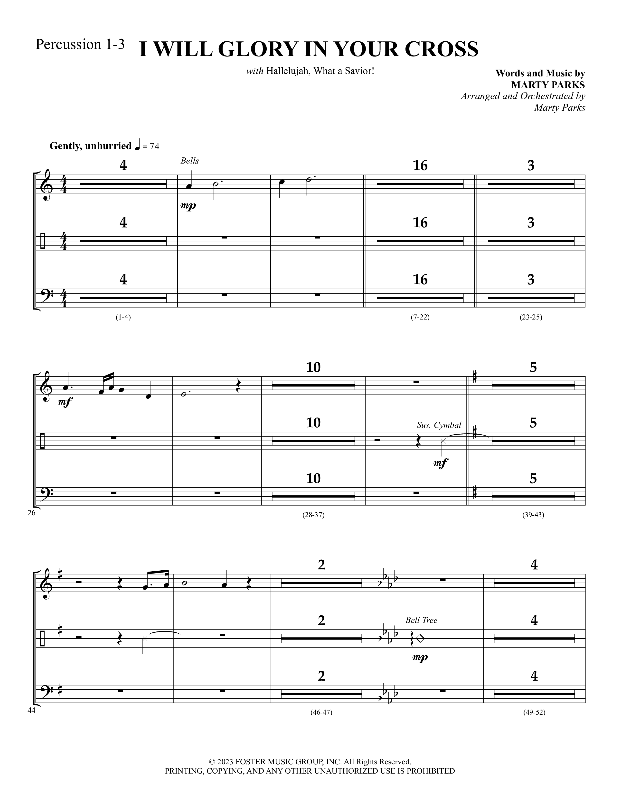 I Will Glory In Your Cross (with Hallelujah What A Savior) Percussion 1/2 (Foster Music Group / Arr. Marty Parks)