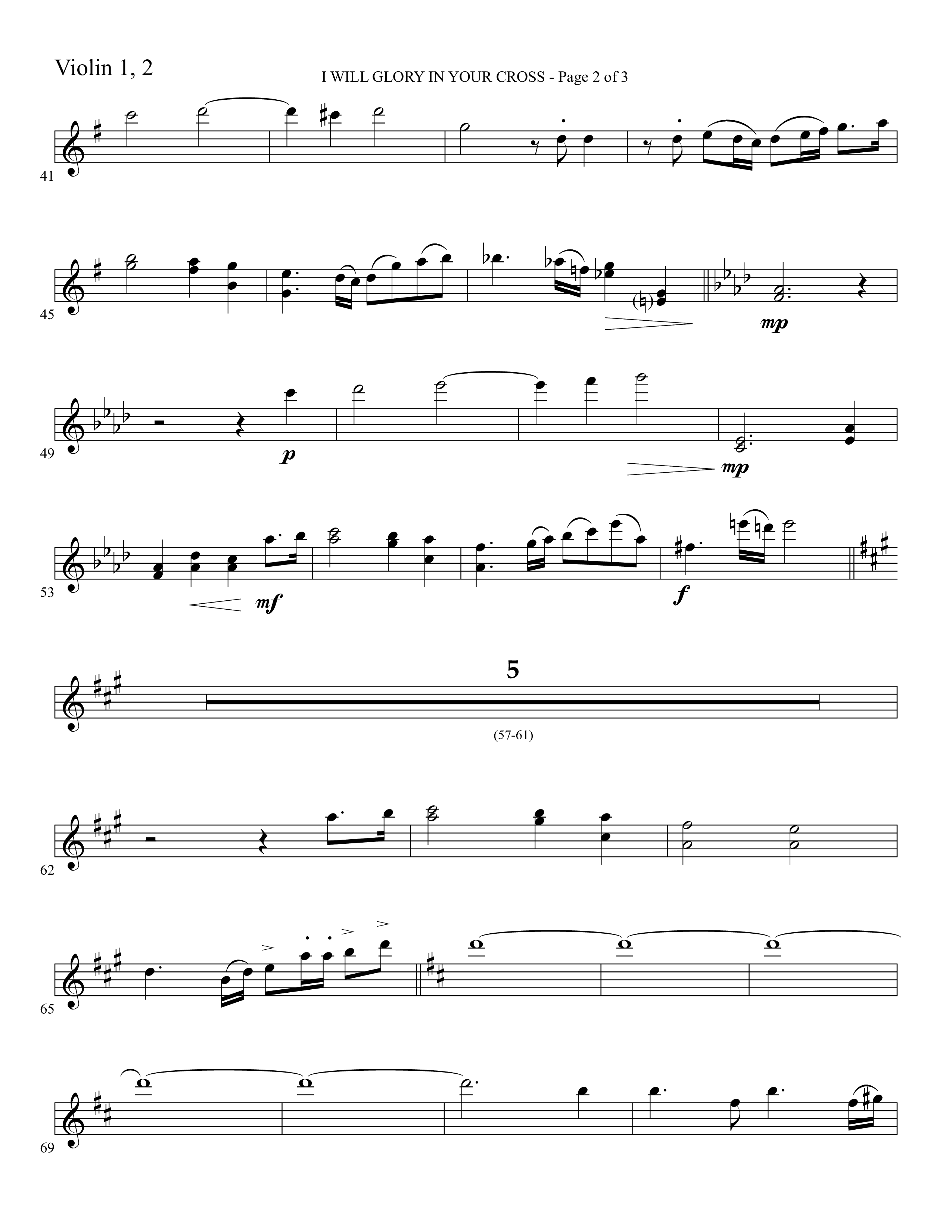 I Will Glory In Your Cross (with Hallelujah What A Savior) Violin 1/2 (Foster Music Group / Arr. Marty Parks)