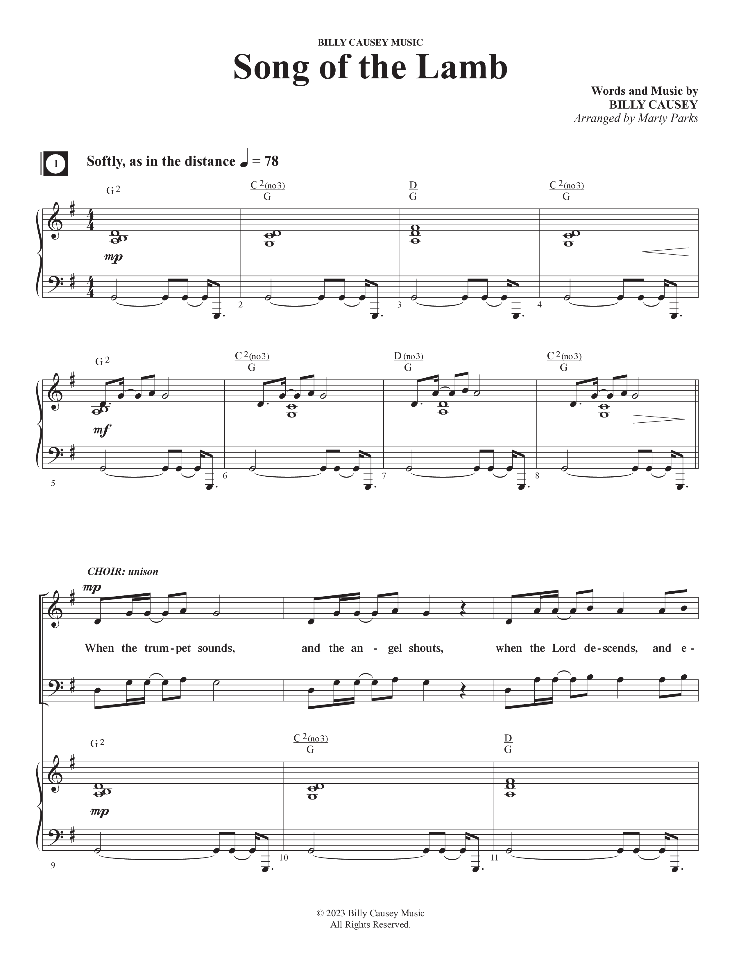 Song Of The Lamb (Choral Anthem SATB) Piano/Choir (SATB) (Foster Music Group / Arr. Marty Parks)
