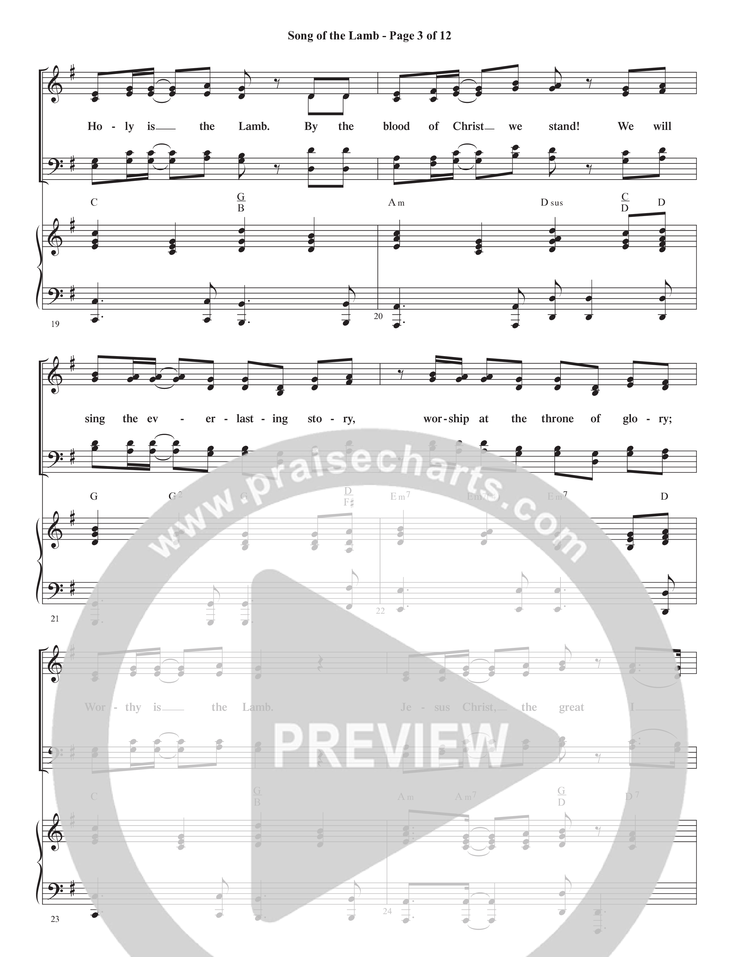 Song Of The Lamb (Choral Anthem SATB) Piano/Choir (SATB) (Foster Music Group / Arr. Marty Parks)