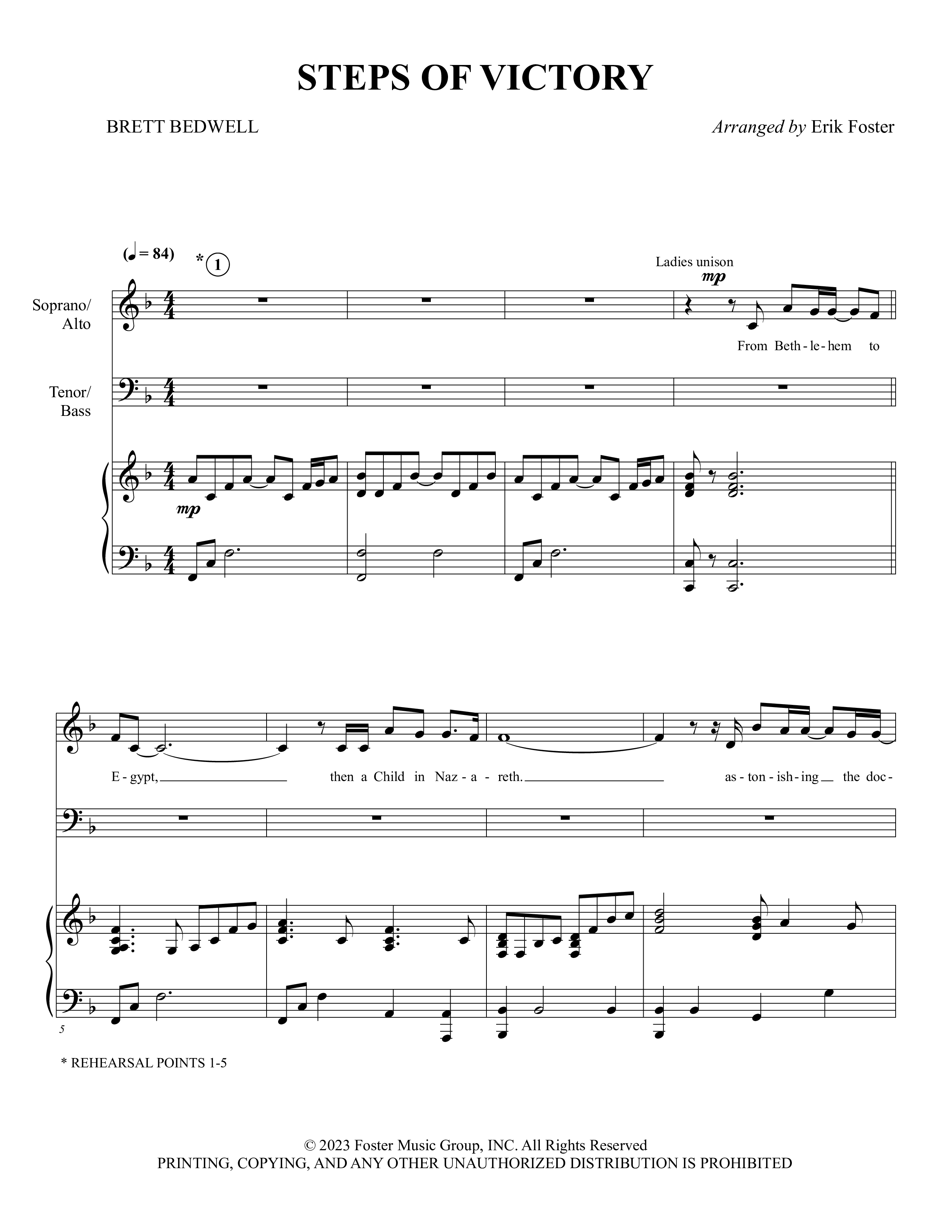 Steps Of Victory (Choral Anthem SATB) Piano/Choir (SATB) (Foster Music Group / Arr. Erik Foster)