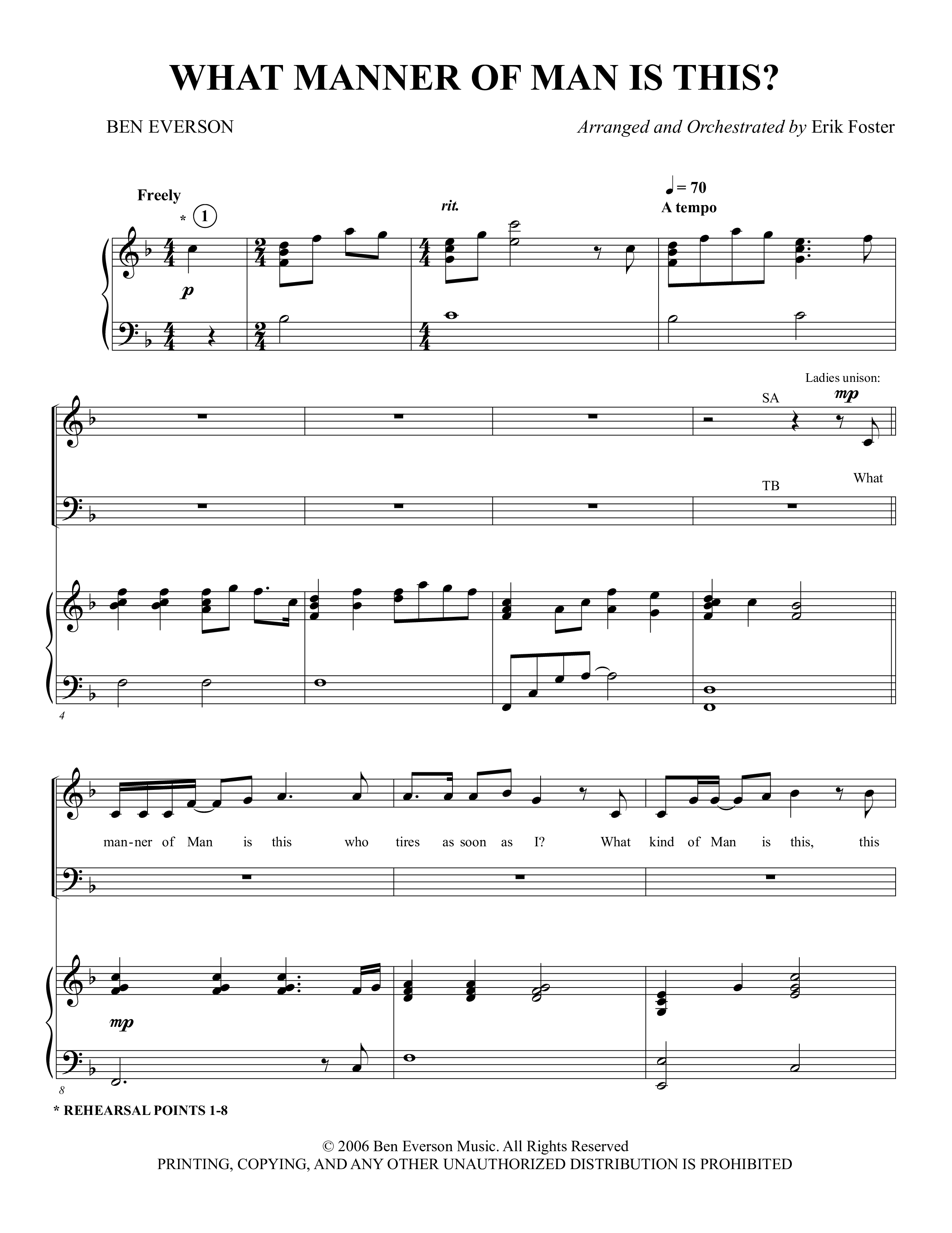 What Manner Of Man (Choral Anthem SATB) Piano/Choir (SATB) (Foster Music Group / Arr. Erik Foster)