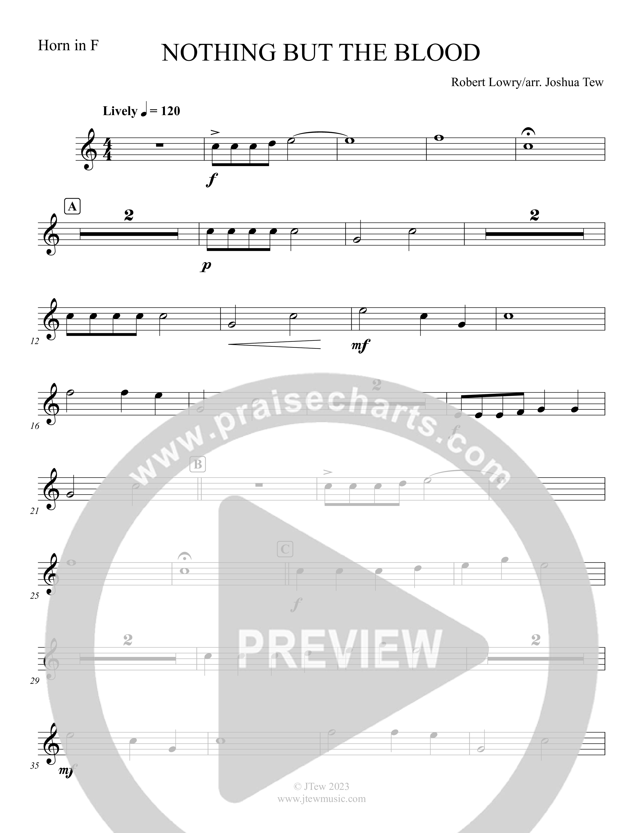 Nothing But The Blood (Instrumental) French Horn (Foster Music Group / Arr. Joshua Tew)