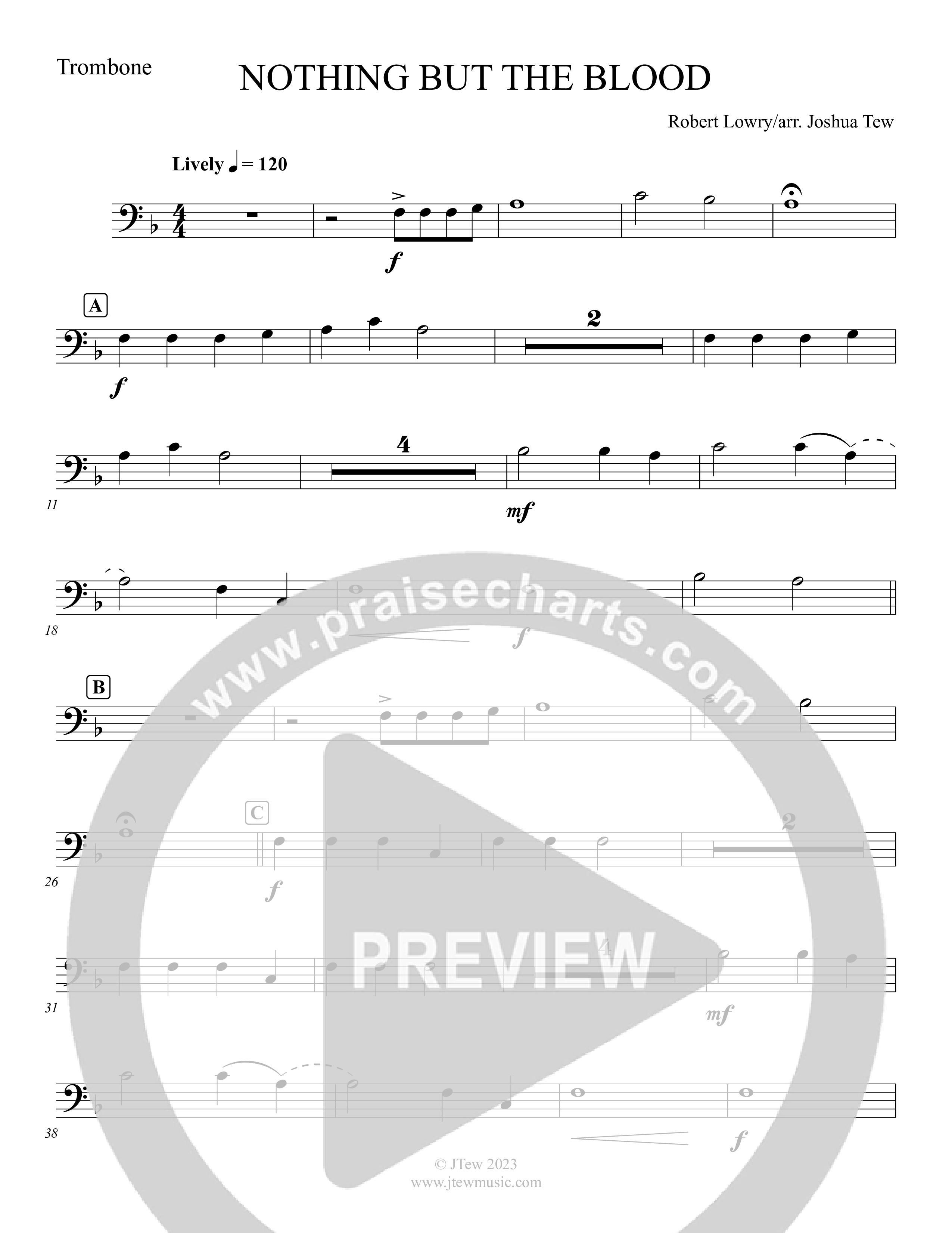 Nothing But The Blood (Instrumental) Trombone (Foster Music Group / Arr. Joshua Tew)