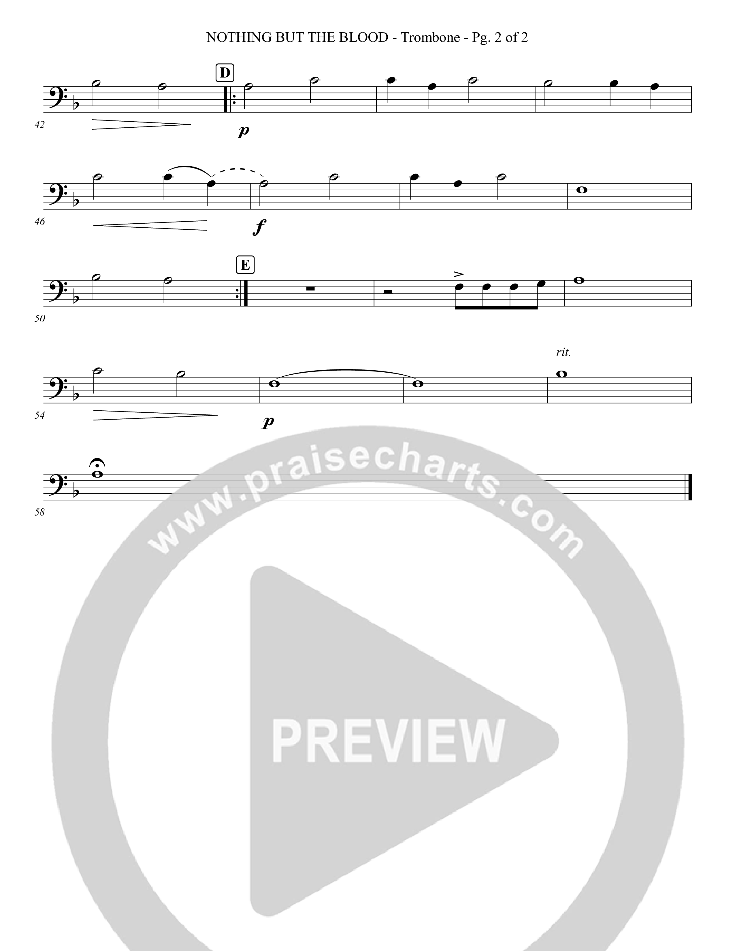 Nothing But The Blood (Instrumental) Trombone (Foster Music Group / Arr. Joshua Tew)