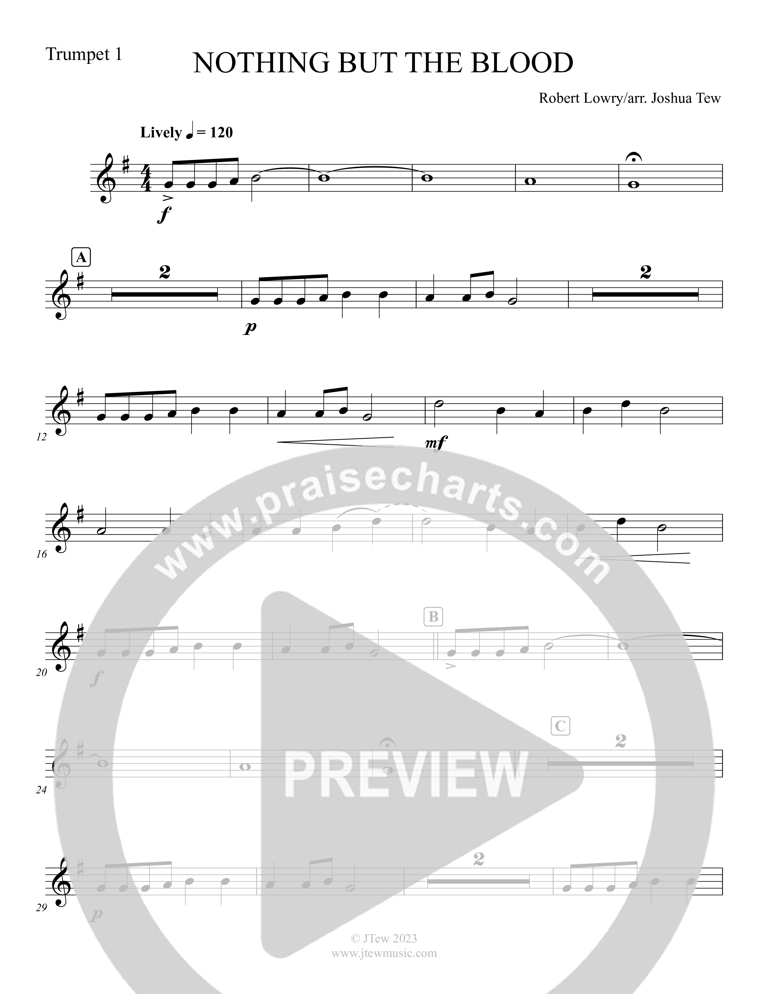 Nothing But The Blood (Instrumental) Trumpet 1 (Foster Music Group / Arr. Joshua Tew)