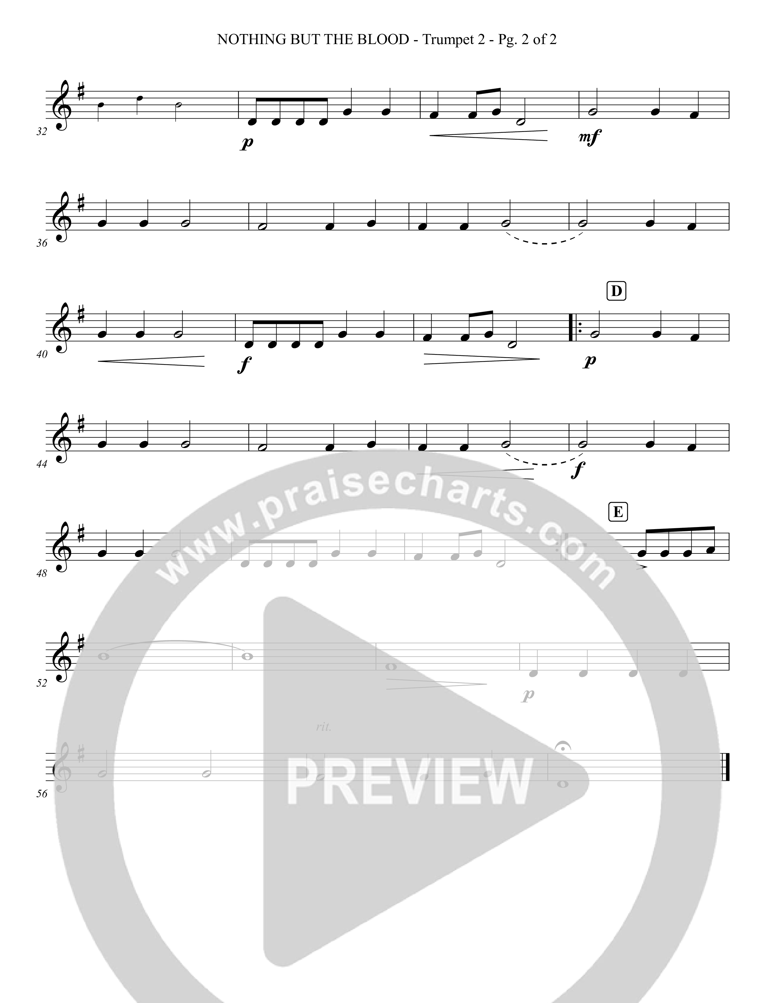 Nothing But The Blood (Instrumental) Trumpet 2 (Foster Music Group / Arr. Joshua Tew)