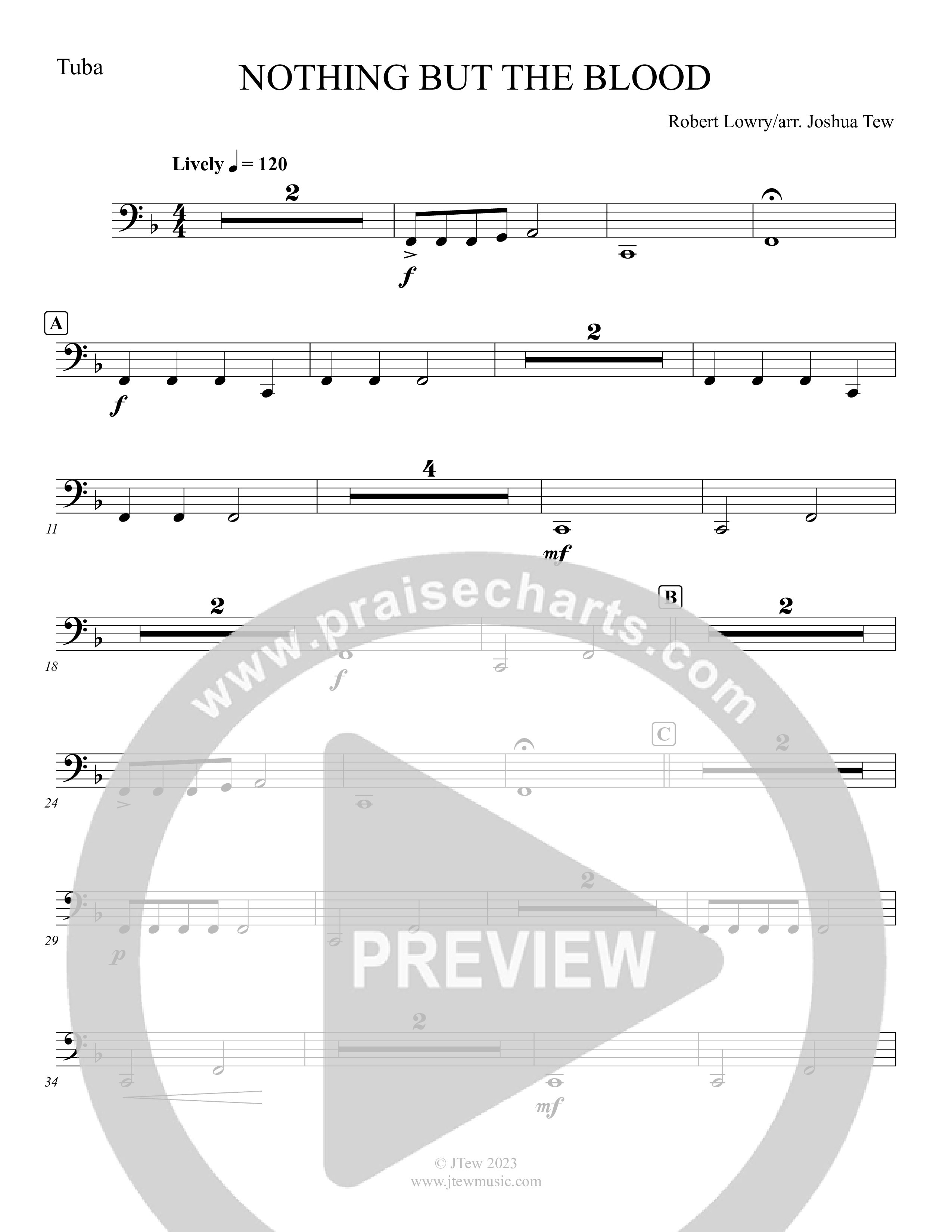 Nothing But The Blood (Instrumental) Tuba (Foster Music Group / Arr. Joshua Tew)