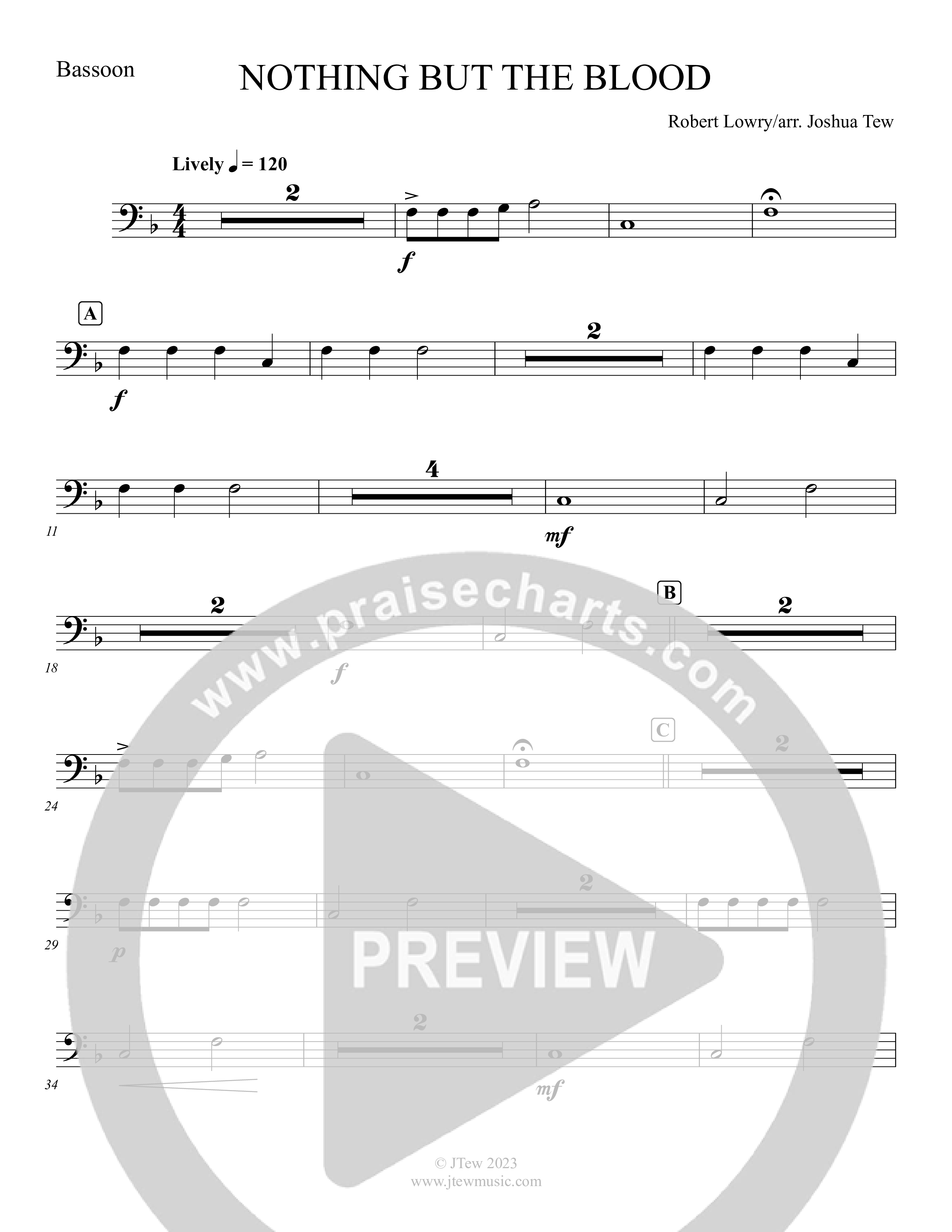 Nothing But The Blood (Instrumental) Bassoon (Foster Music Group / Arr. Joshua Tew)