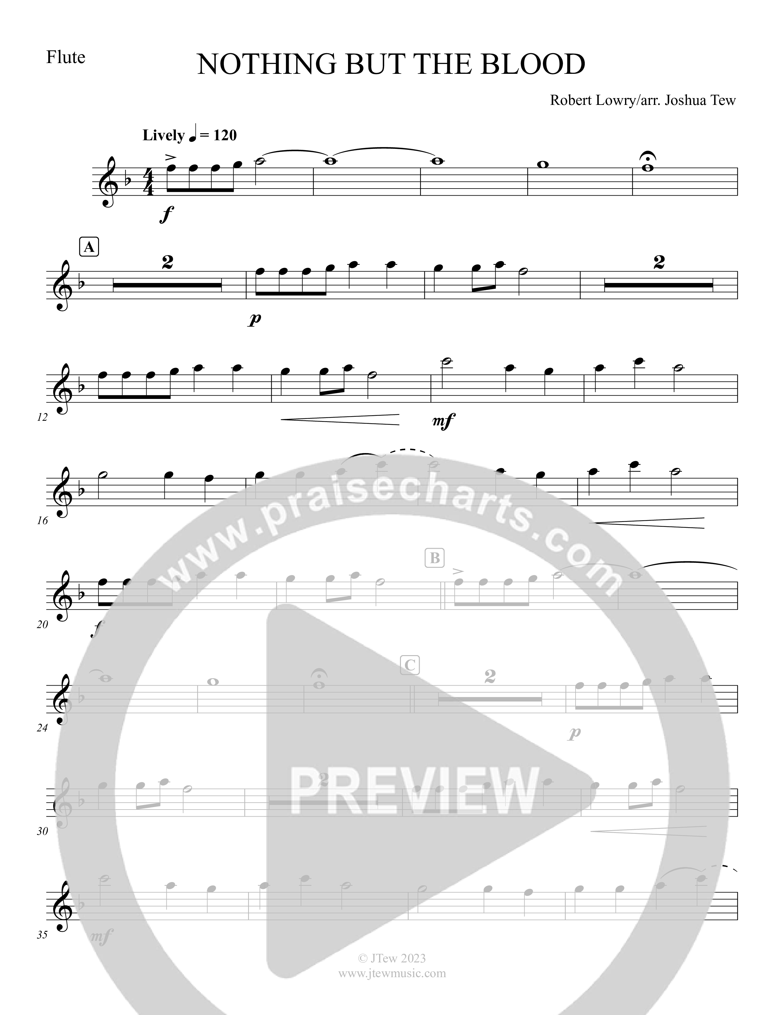 Nothing But The Blood (Instrumental) Flute (Foster Music Group / Arr. Joshua Tew)