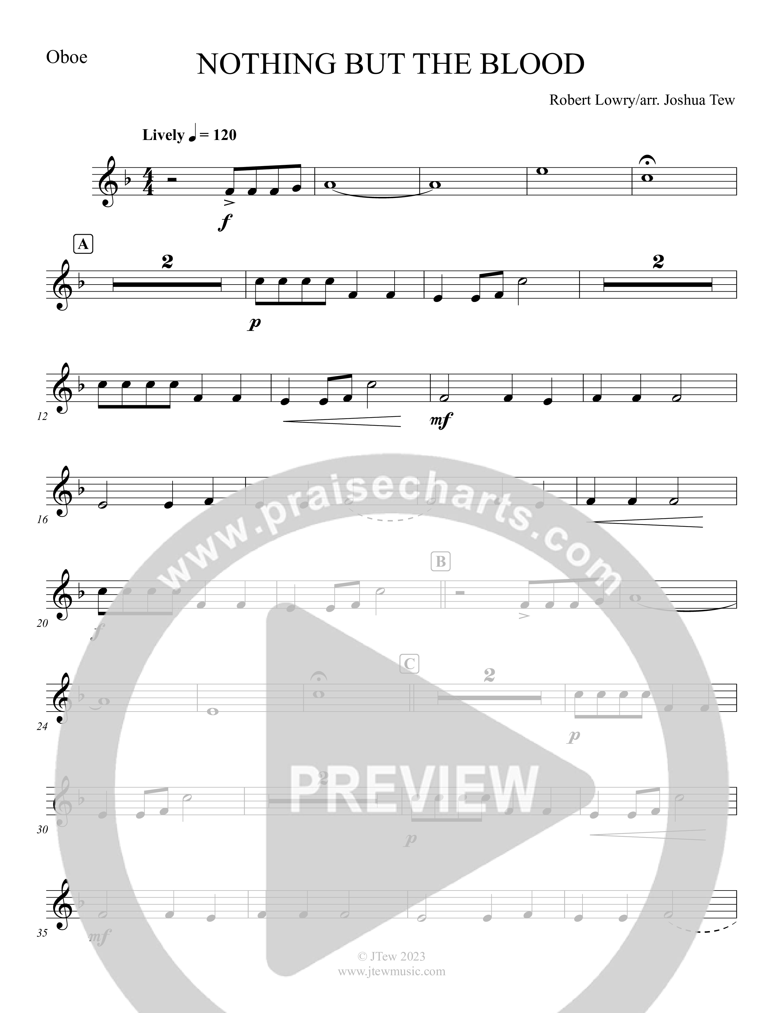 Nothing But The Blood (Instrumental) Oboe (Foster Music Group / Arr. Joshua Tew)