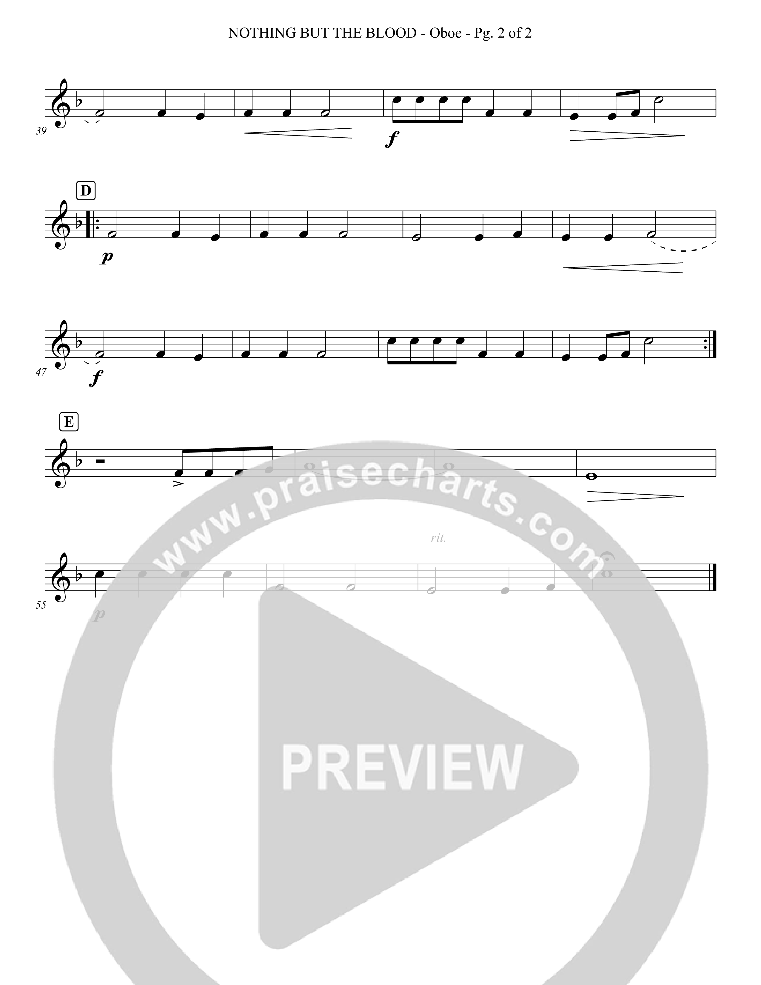 Nothing But The Blood (Instrumental) Oboe (Foster Music Group / Arr. Joshua Tew)