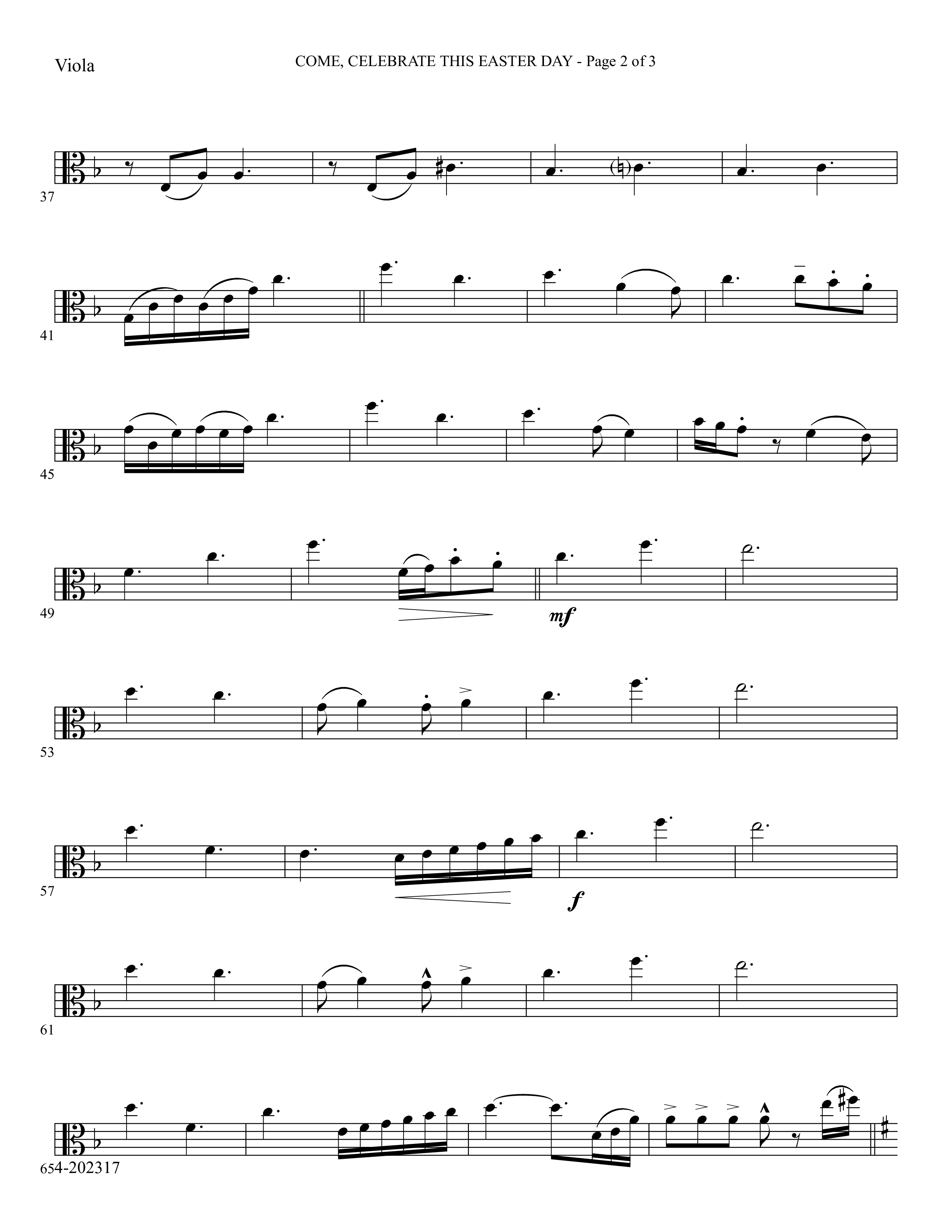 Come Celebrate This Easter Day (Choral Anthem SATB) Viola (Foster Music Group / Arr. Marty Parks)