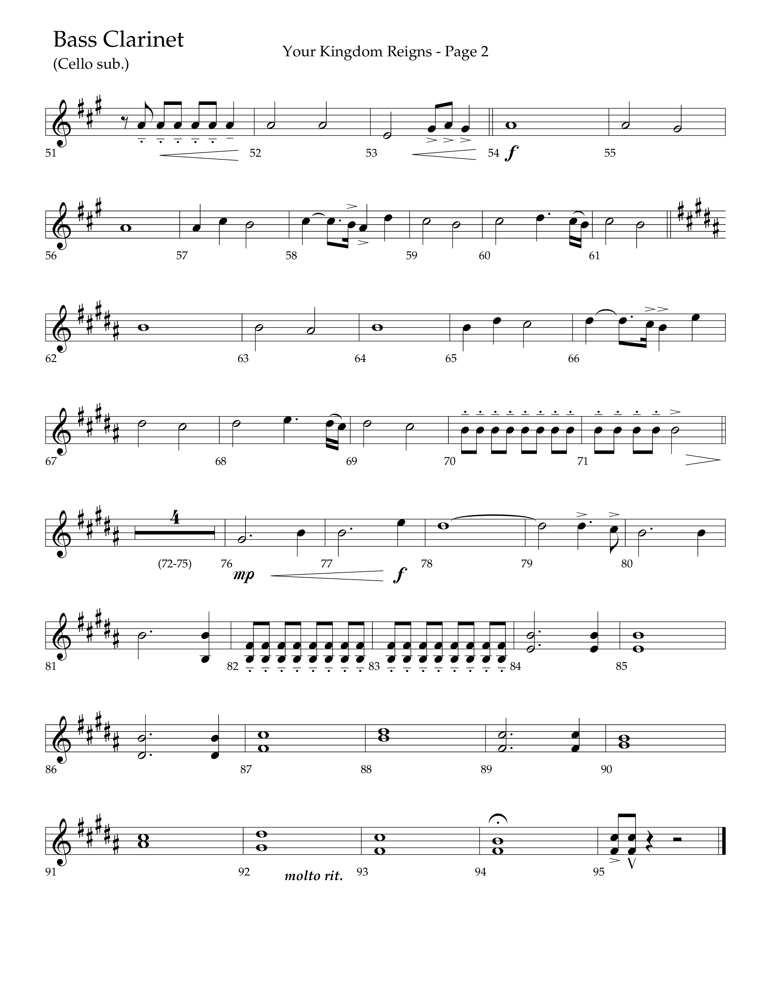 Your Kingdom Reigns (Choral Anthem SATB) Bass Clarinet (Lifeway Choral / Arr. Mike Harland / Orch. Danny Zaloudik)