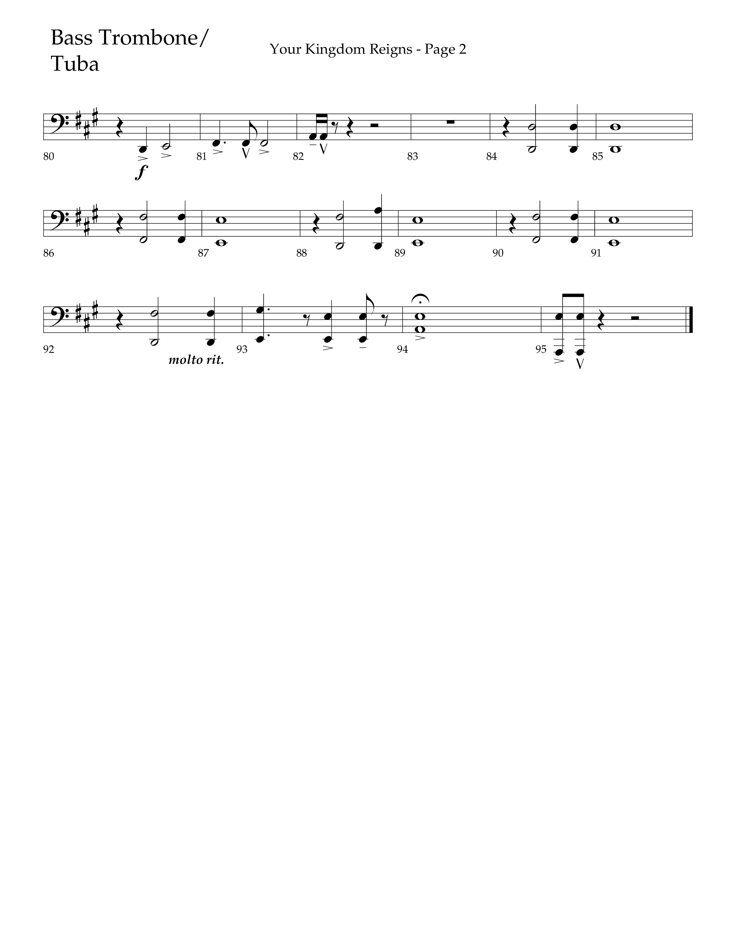 Your Kingdom Reigns (Choral Anthem SATB) Bass Trombone, Tuba (Lifeway Choral / Arr. Mike Harland / Orch. Danny Zaloudik)