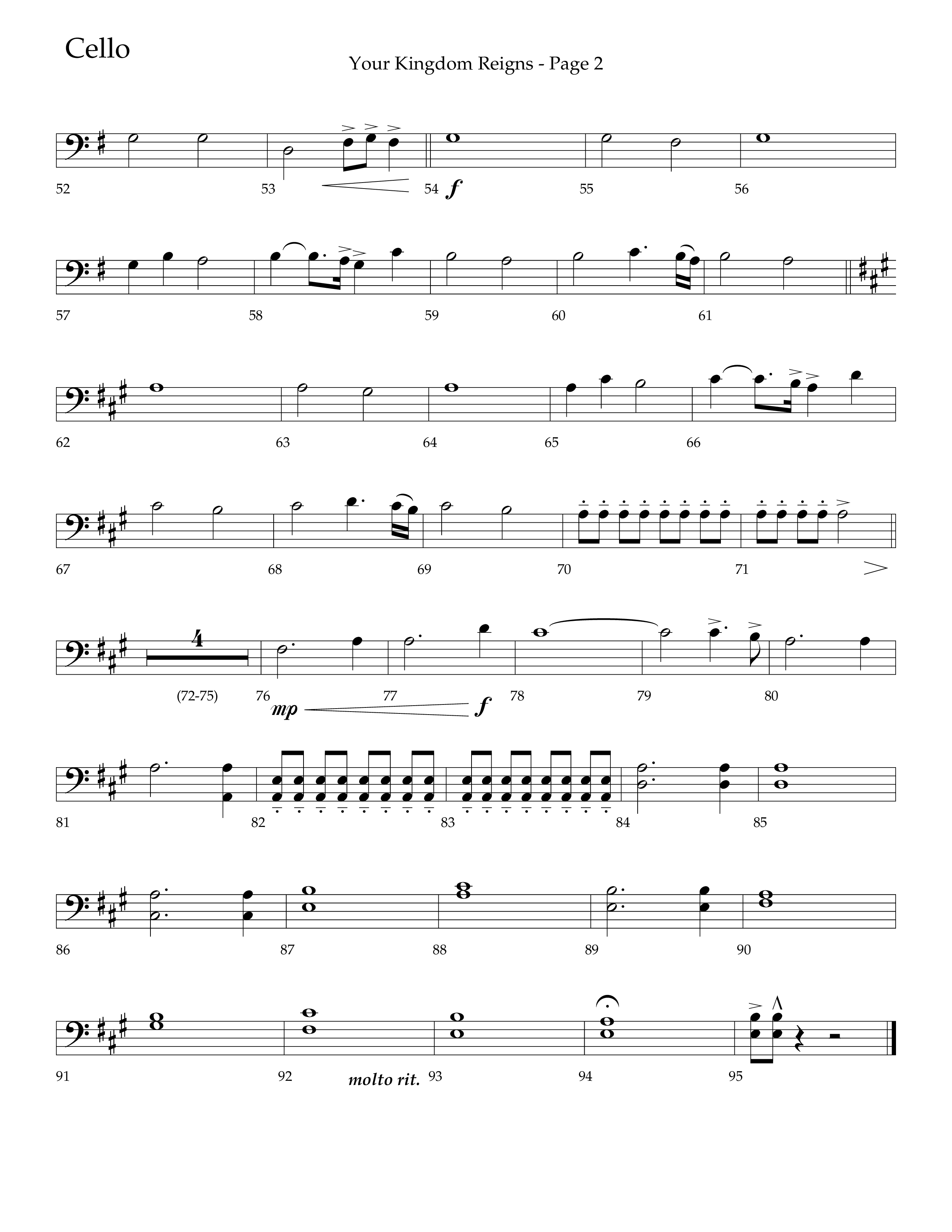 Your Kingdom Reigns (Choral Anthem SATB) Cello (Lifeway Choral / Arr. Mike Harland / Orch. Danny Zaloudik)