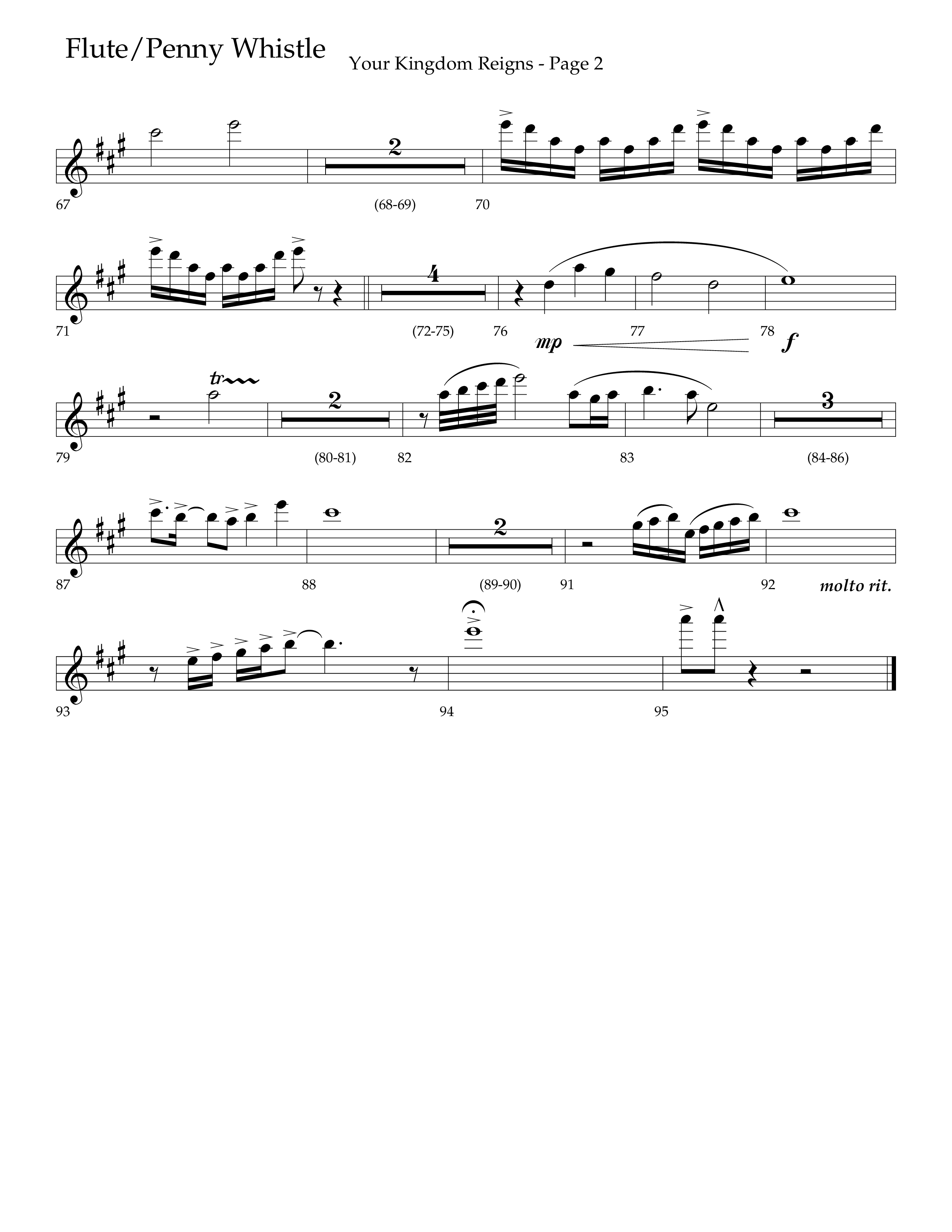 Your Kingdom Reigns (Choral Anthem SATB) Flute (Lifeway Choral / Arr. Mike Harland / Orch. Danny Zaloudik)