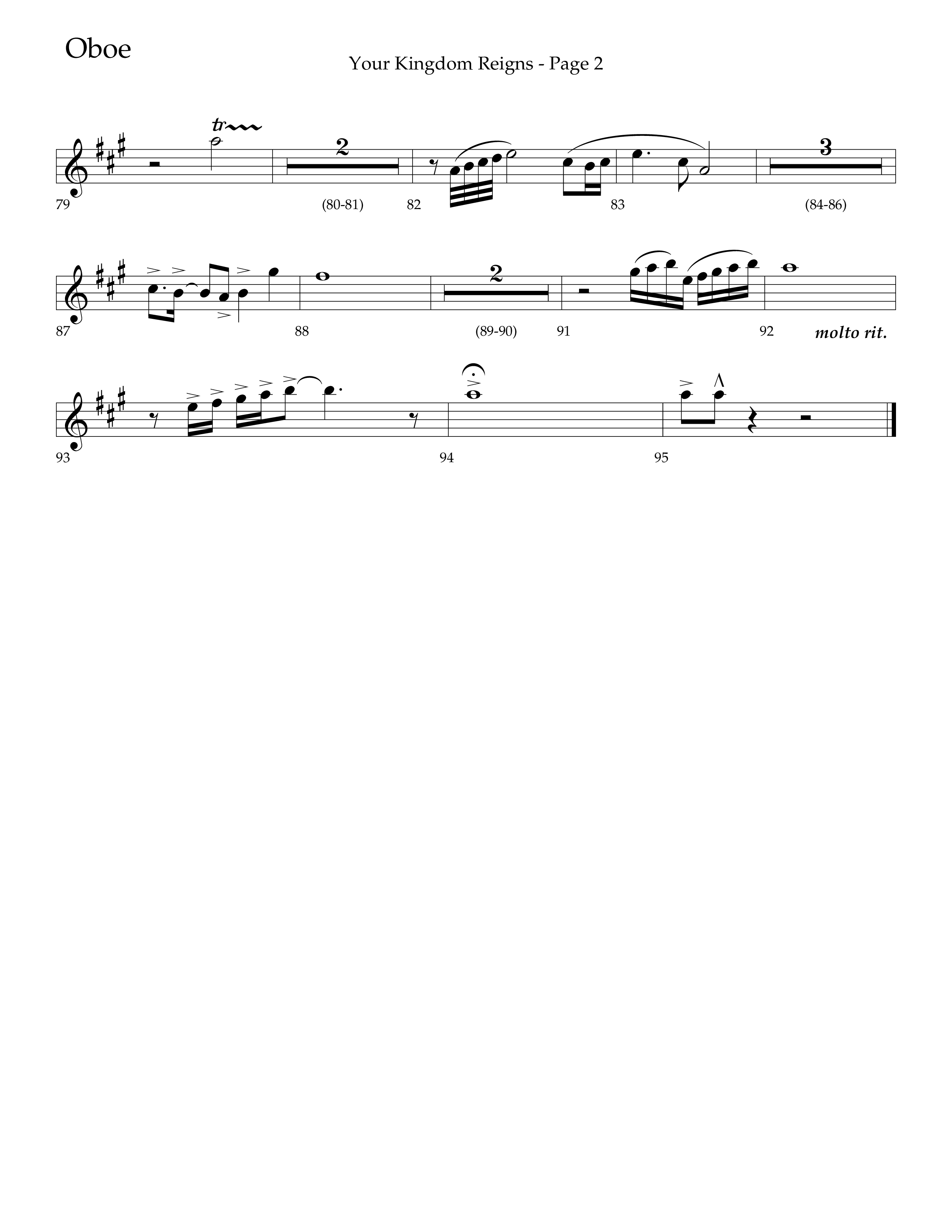 Your Kingdom Reigns (Choral Anthem SATB) Oboe (Lifeway Choral / Arr. Mike Harland / Orch. Danny Zaloudik)