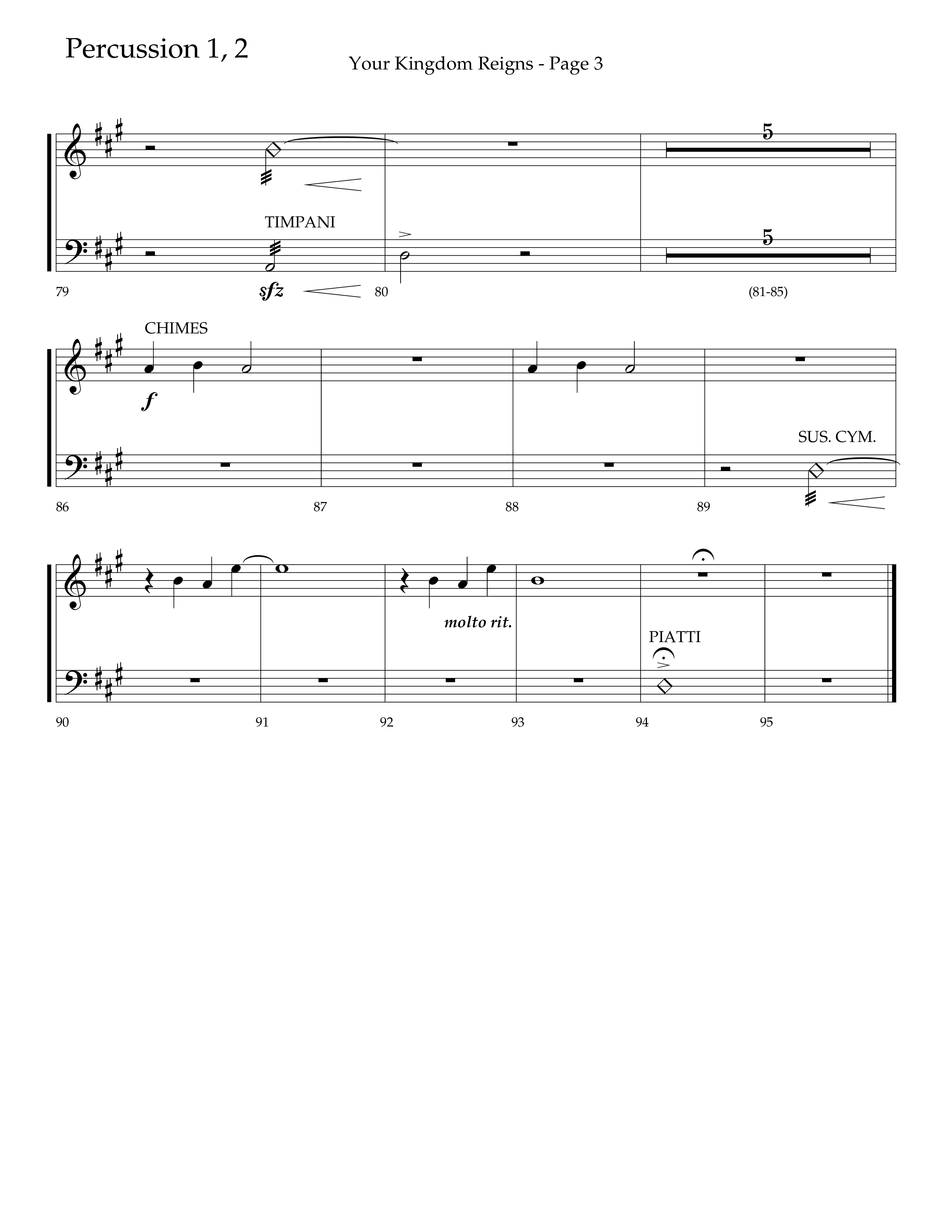Your Kingdom Reigns (Choral Anthem SATB) Percussion 1/2 (Lifeway Choral / Arr. Mike Harland / Orch. Danny Zaloudik)