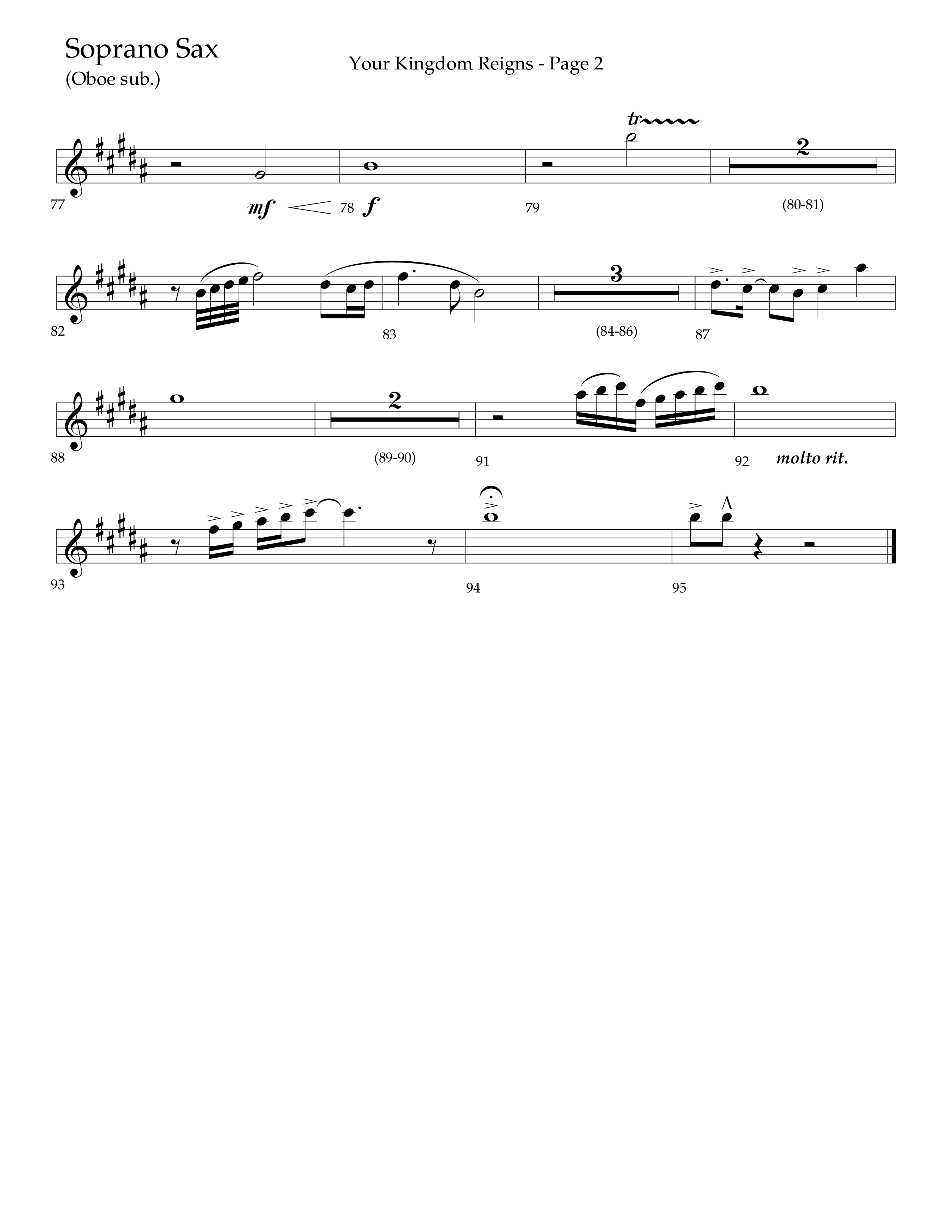 Your Kingdom Reigns (Choral Anthem SATB) Soprano Sax (Lifeway Choral / Arr. Mike Harland / Orch. Danny Zaloudik)