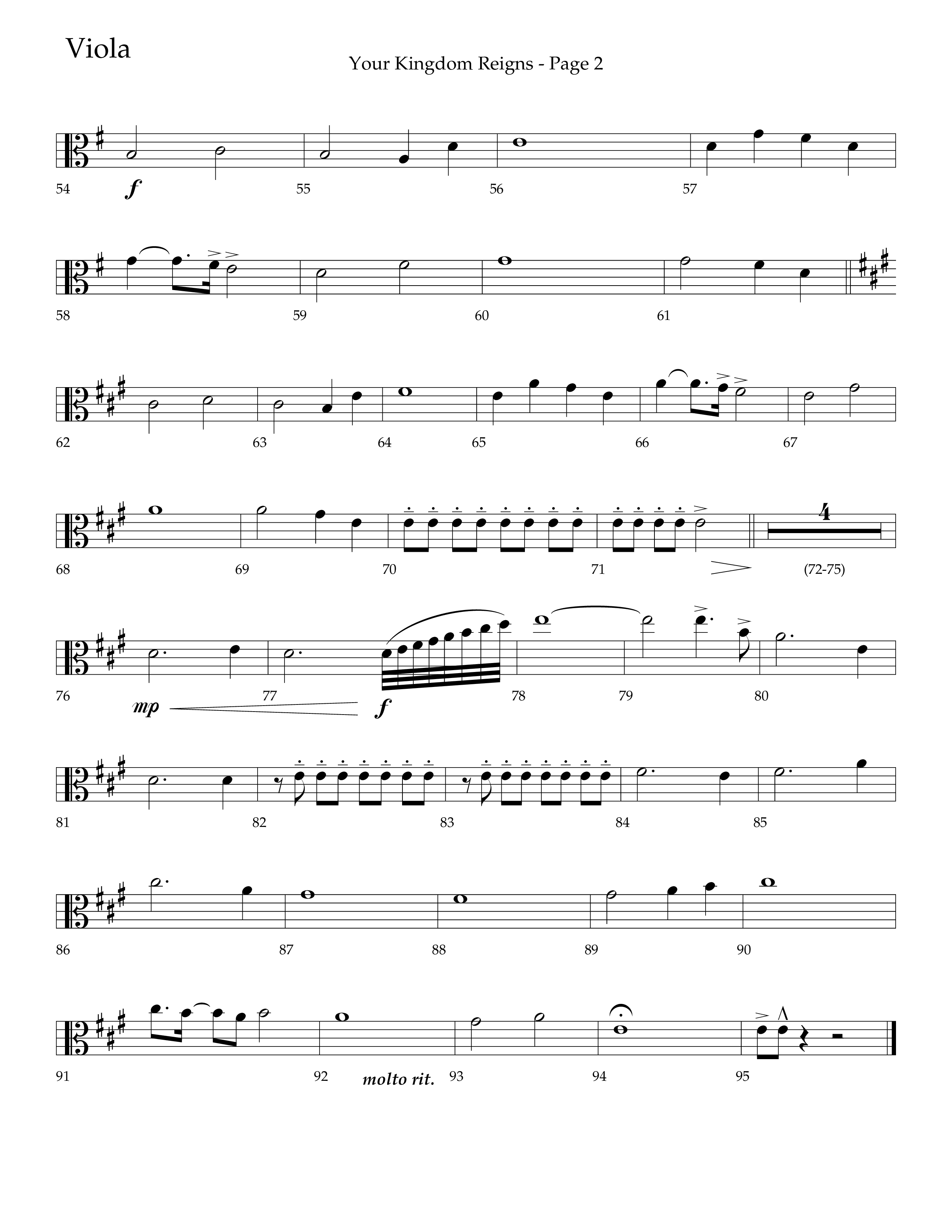 Your Kingdom Reigns (Choral Anthem SATB) Viola (Lifeway Choral / Arr. Mike Harland / Orch. Danny Zaloudik)