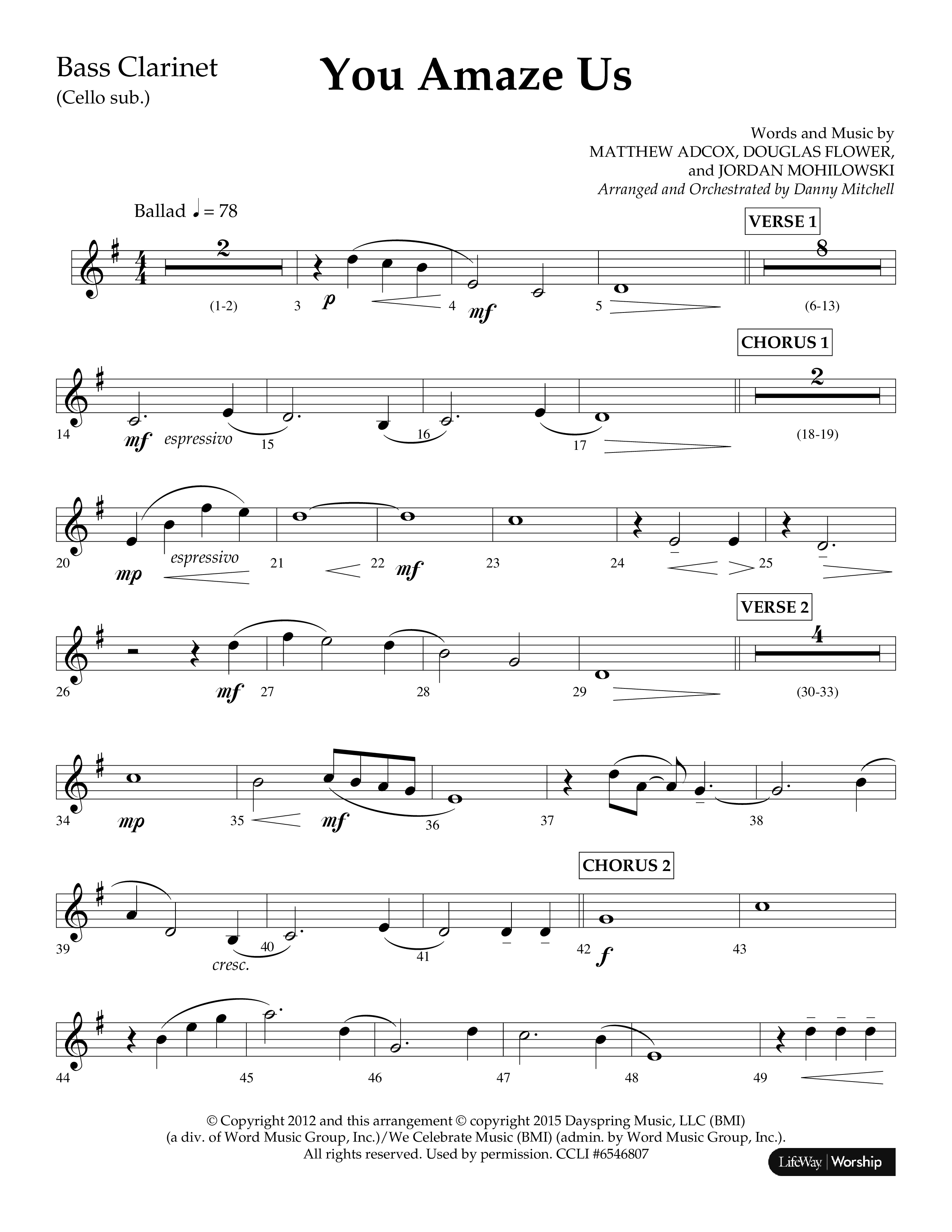 You Amaze Us (Choral Anthem SATB) Bass Clarinet (Lifeway Choral / Arr. Danny Mitchell)