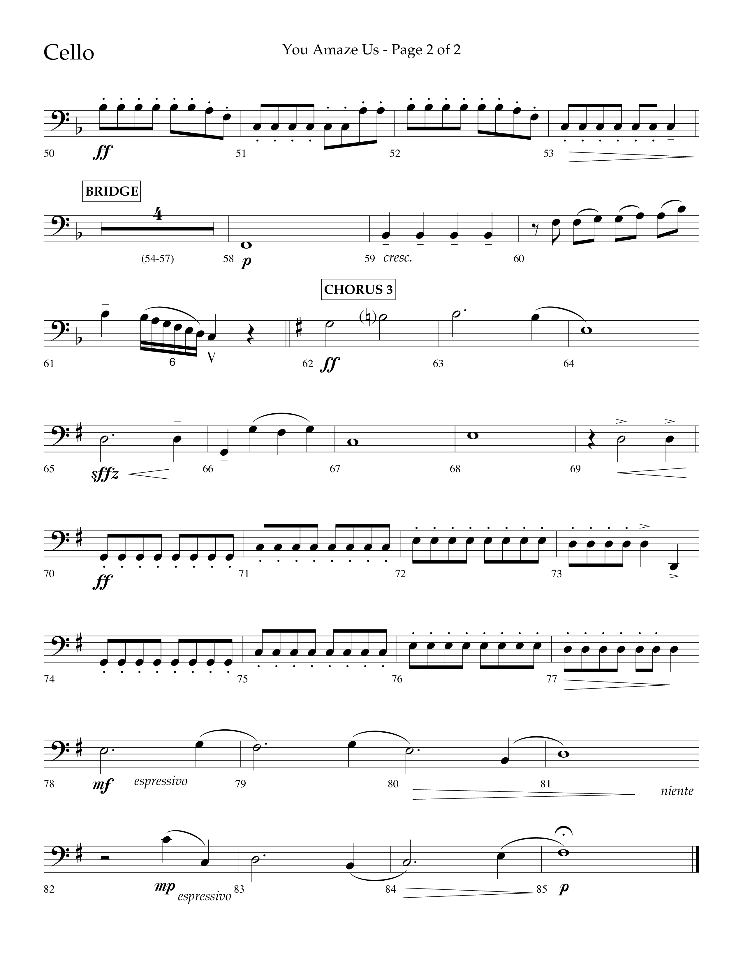 You Amaze Us (Choral Anthem SATB) Cello (Lifeway Choral / Arr. Danny Mitchell)