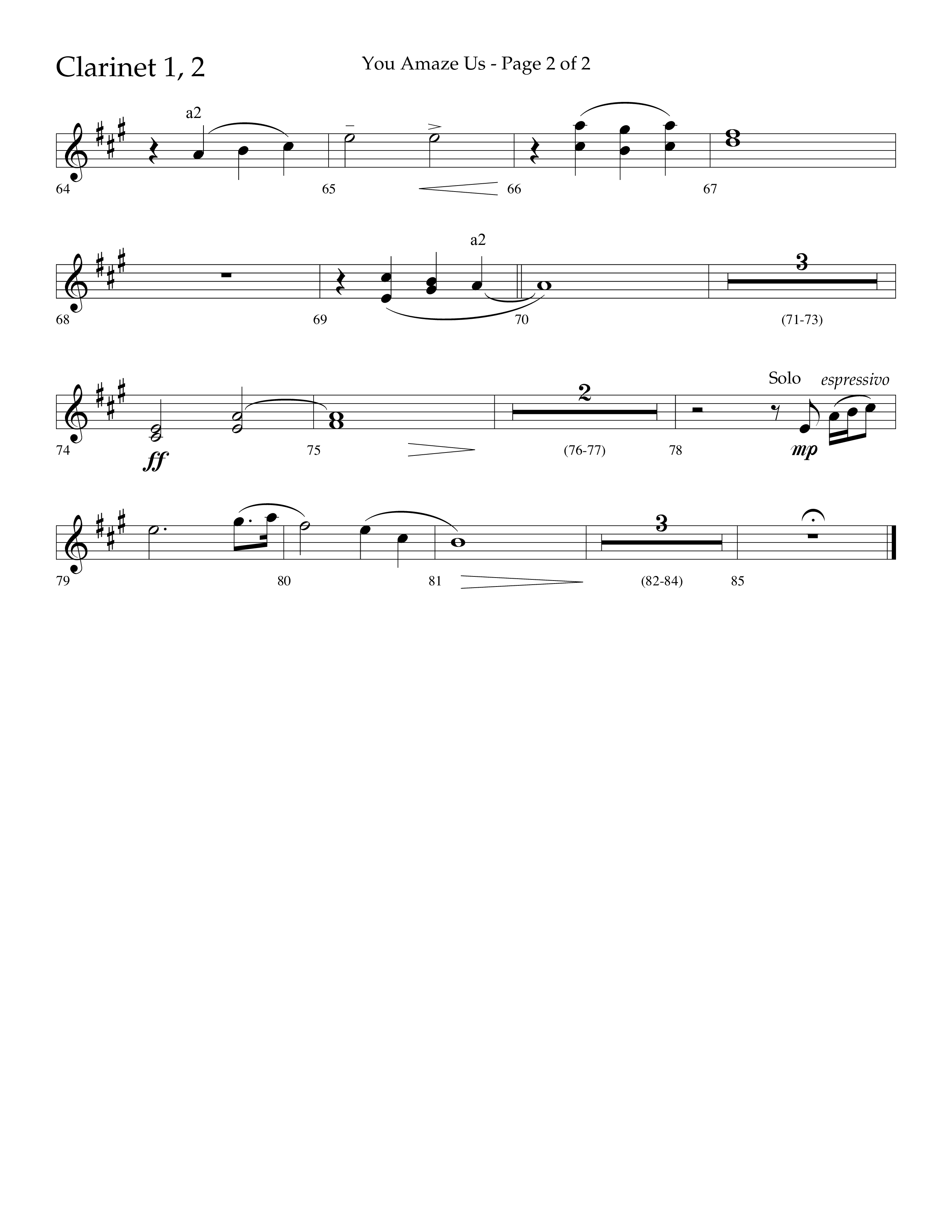 You Amaze Us (Choral Anthem SATB) Clarinet 1/2 (Lifeway Choral / Arr. Danny Mitchell)