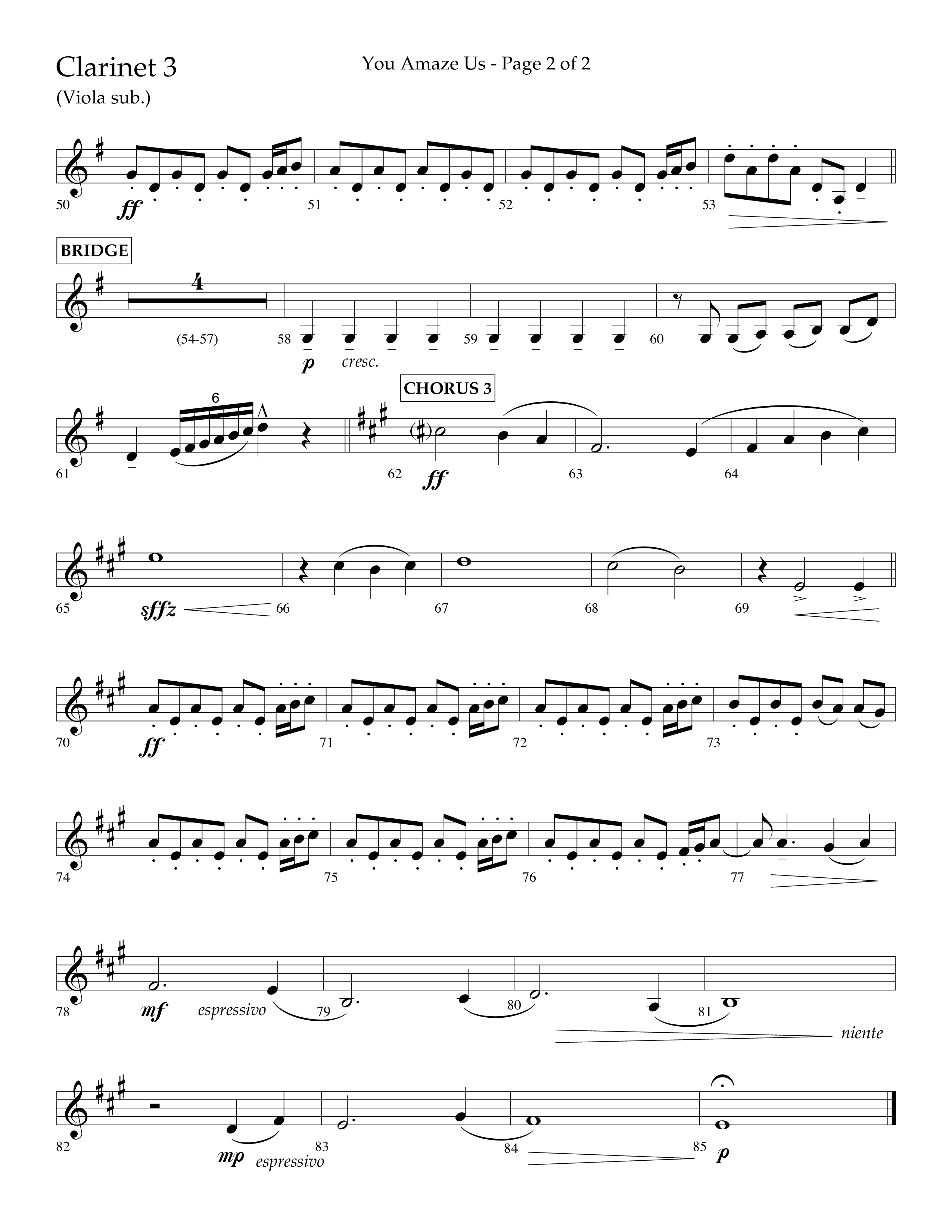 You Amaze Us (Choral Anthem SATB) Clarinet 3 (Lifeway Choral / Arr. Danny Mitchell)