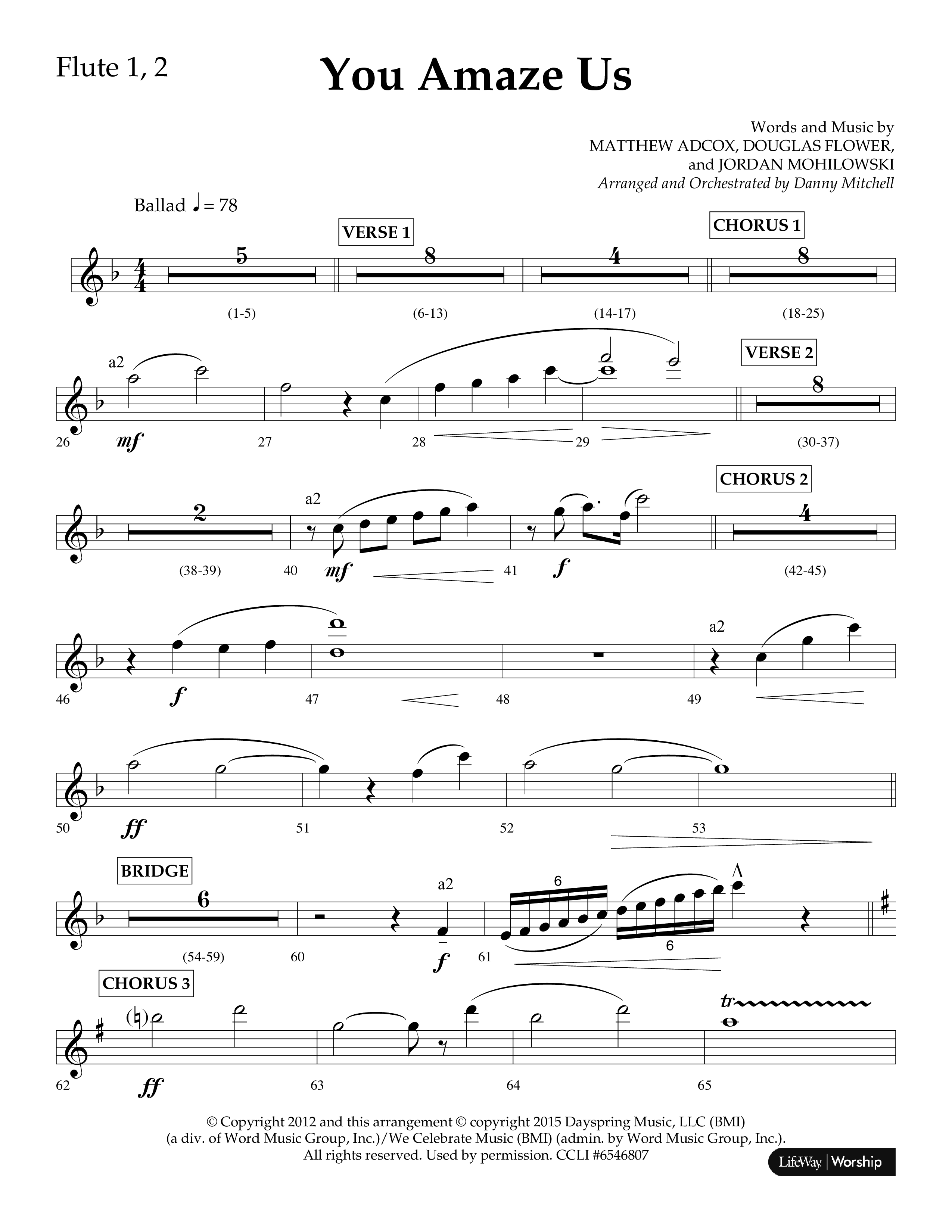 You Amaze Us (Choral Anthem SATB) Flute 1/2 (Lifeway Choral / Arr. Danny Mitchell)