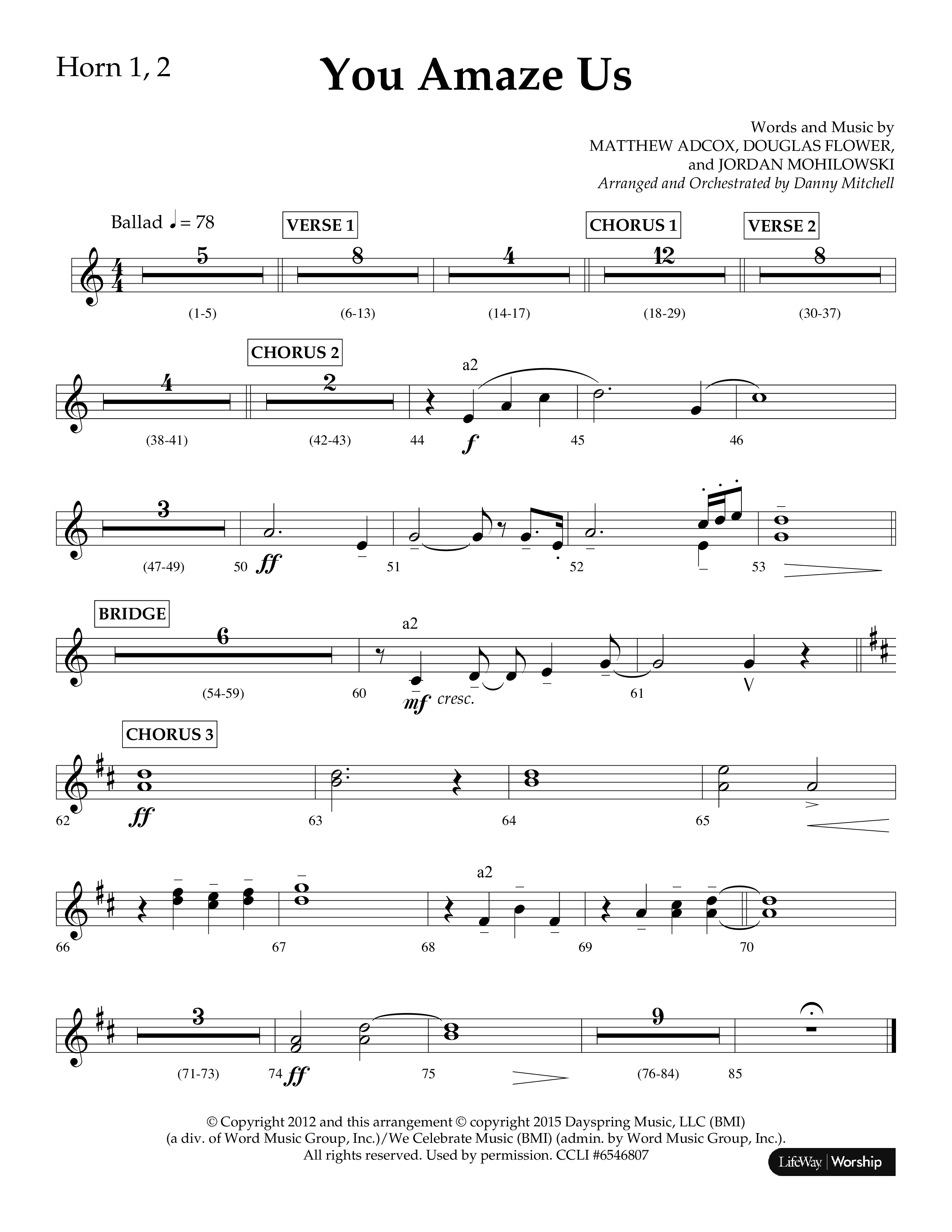 You Amaze Us (Choral Anthem SATB) French Horn 1/2 (Lifeway Choral / Arr. Danny Mitchell)
