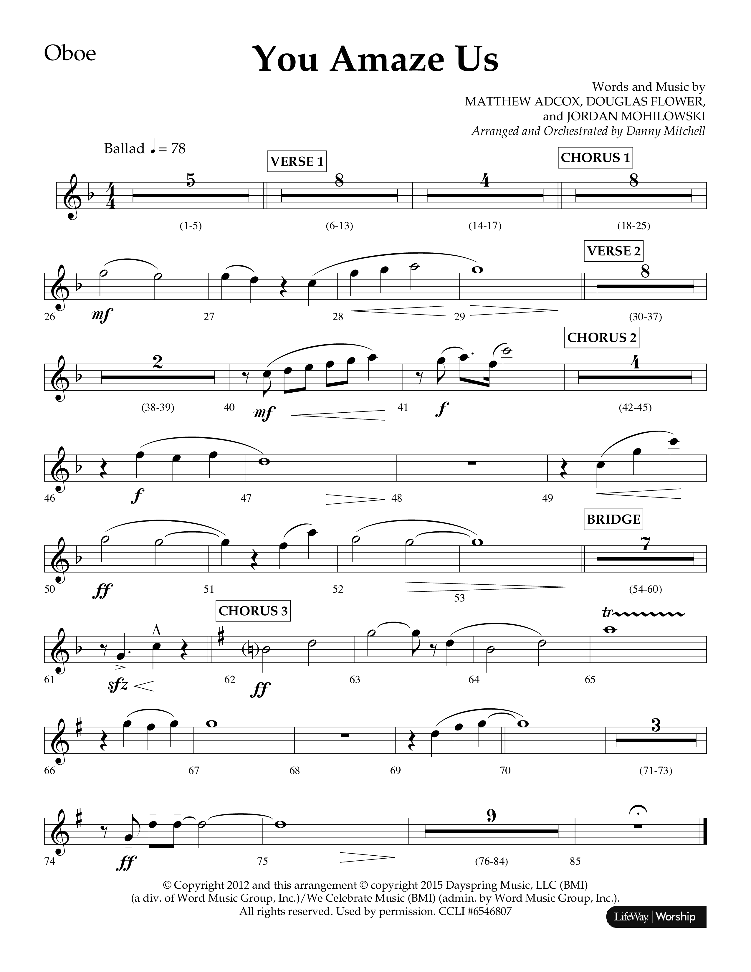 You Amaze Us (Choral Anthem SATB) Oboe (Lifeway Choral / Arr. Danny Mitchell)
