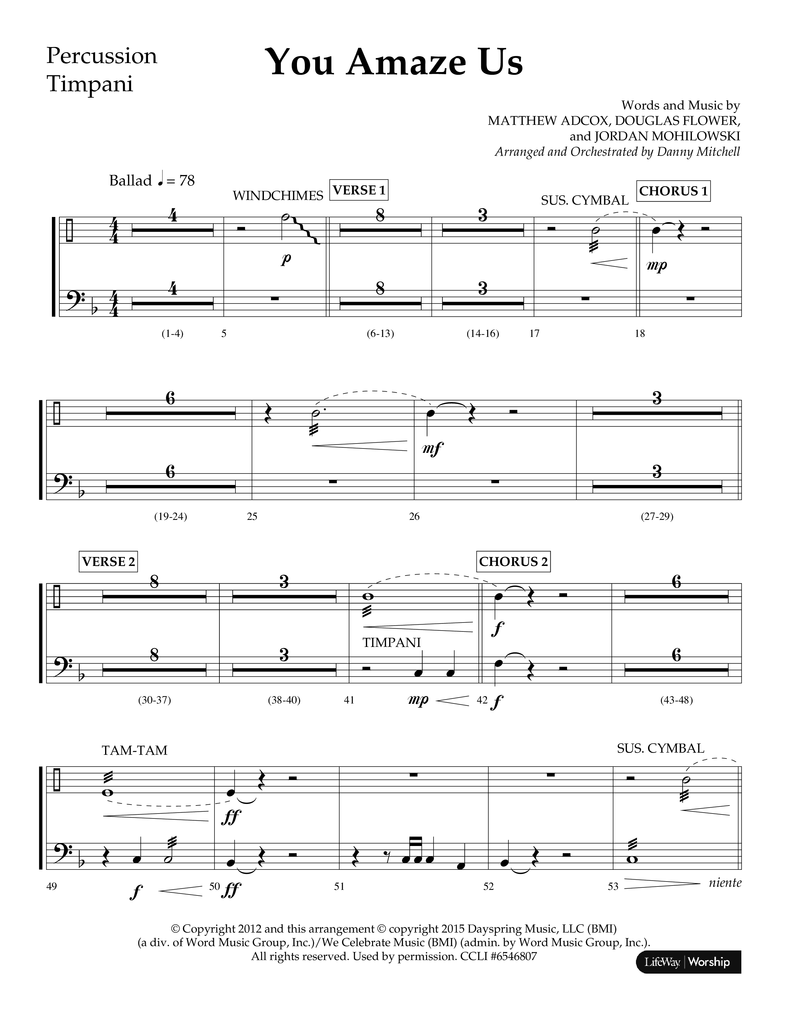 You Amaze Us (Choral Anthem SATB) Percussion (Lifeway Choral / Arr. Danny Mitchell)