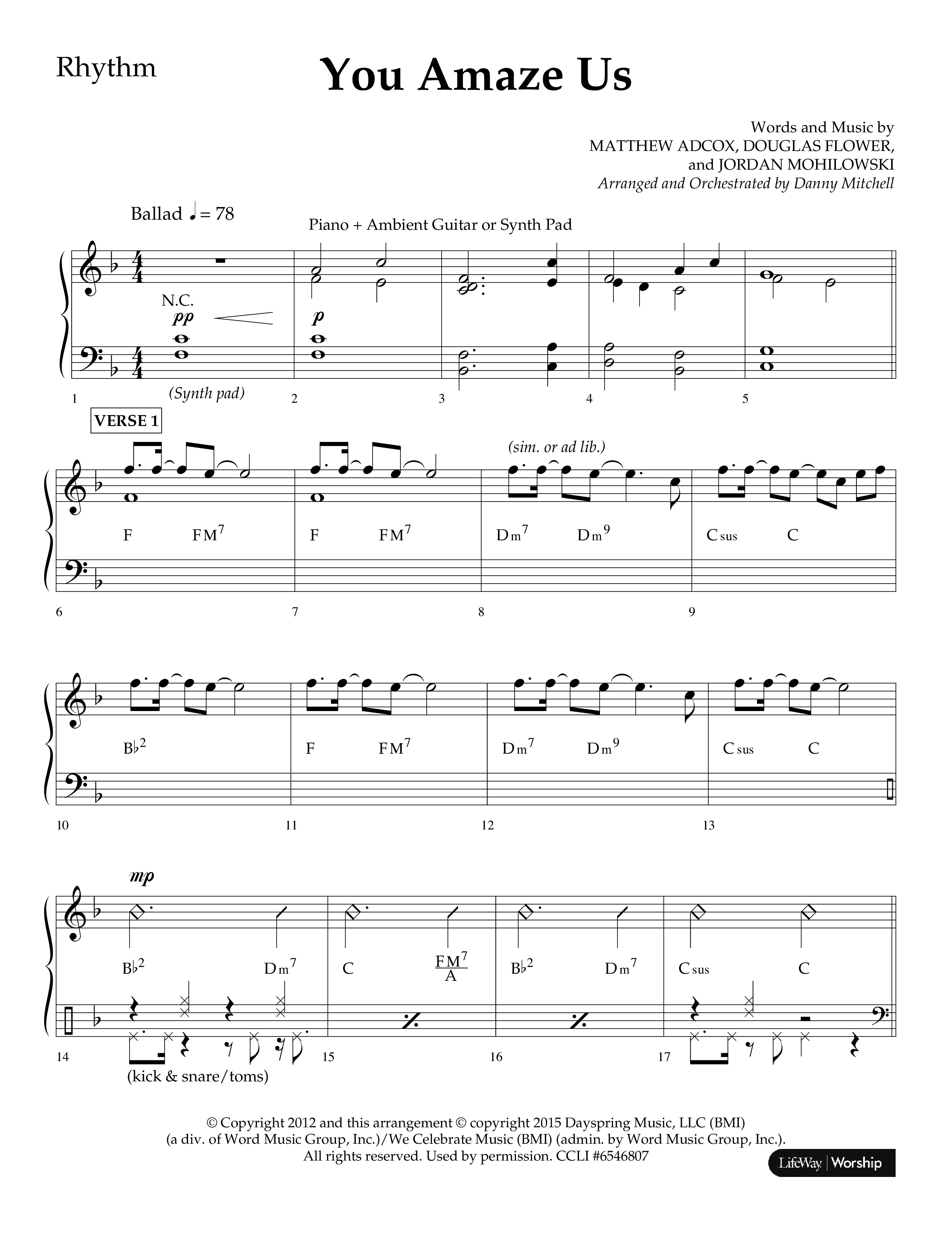 You Amaze Us (Choral Anthem SATB) Lead Melody & Rhythm (Lifeway Choral / Arr. Danny Mitchell)