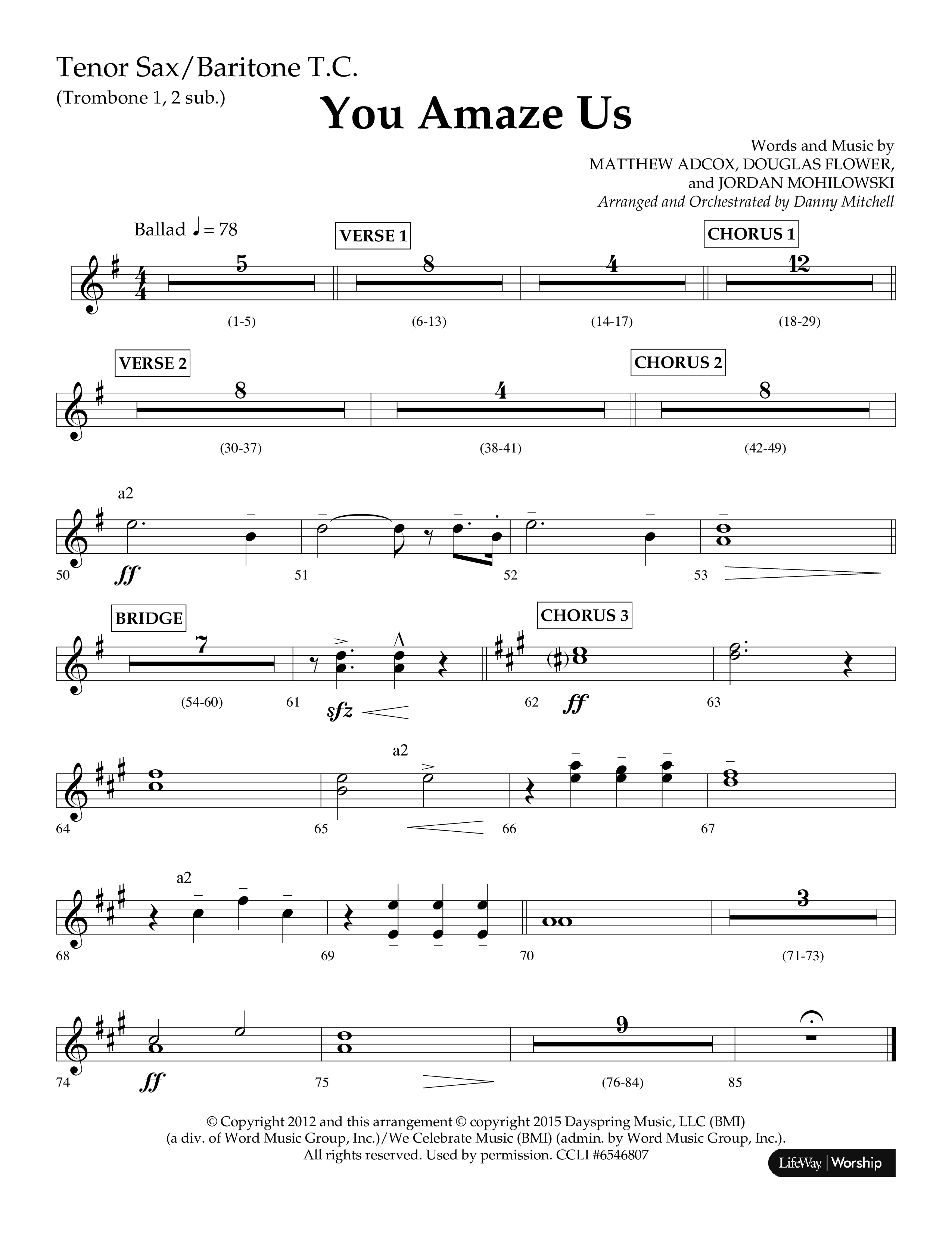 You Amaze Us (Choral Anthem SATB) Tenor Sax/Baritone T.C. (Lifeway Choral / Arr. Danny Mitchell)