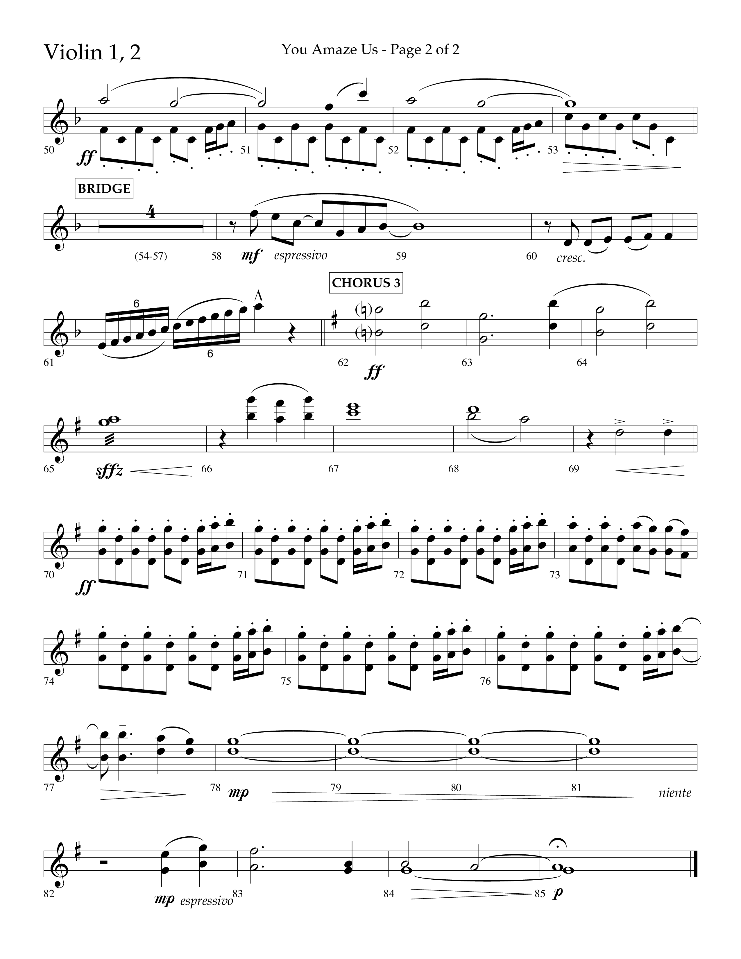 You Amaze Us (Choral Anthem SATB) Violin 1/2 (Lifeway Choral / Arr. Danny Mitchell)