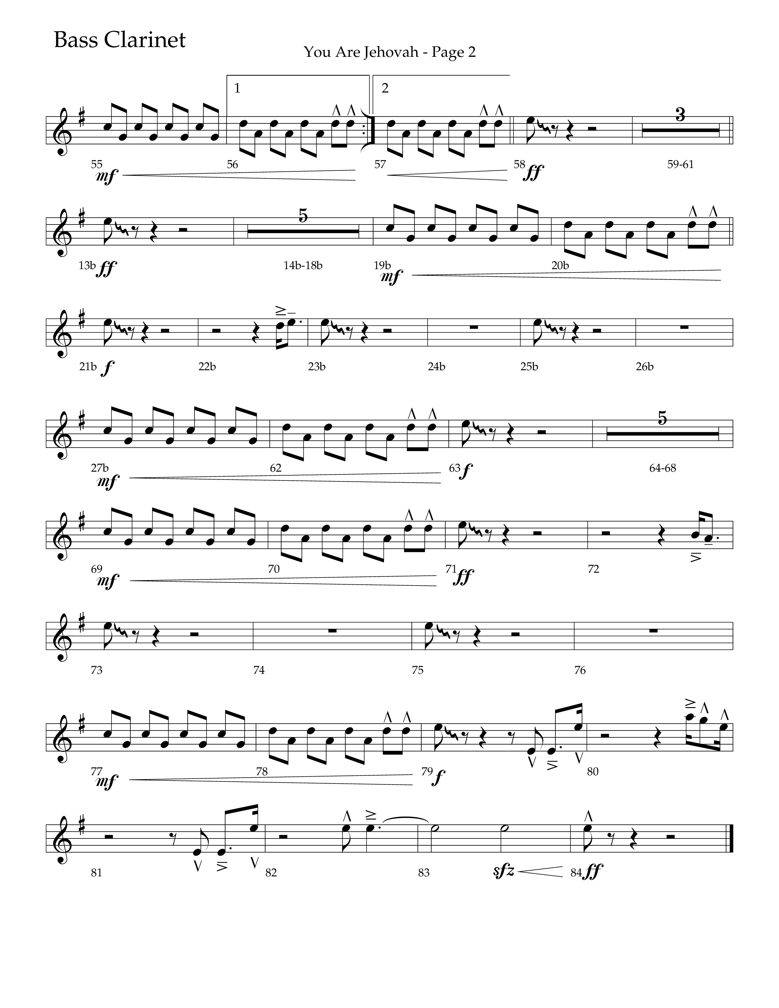 You Are Jehovah (Choral Anthem SATB) Bass Clarinet (Lifeway Choral / Arr. Cliff Duren)