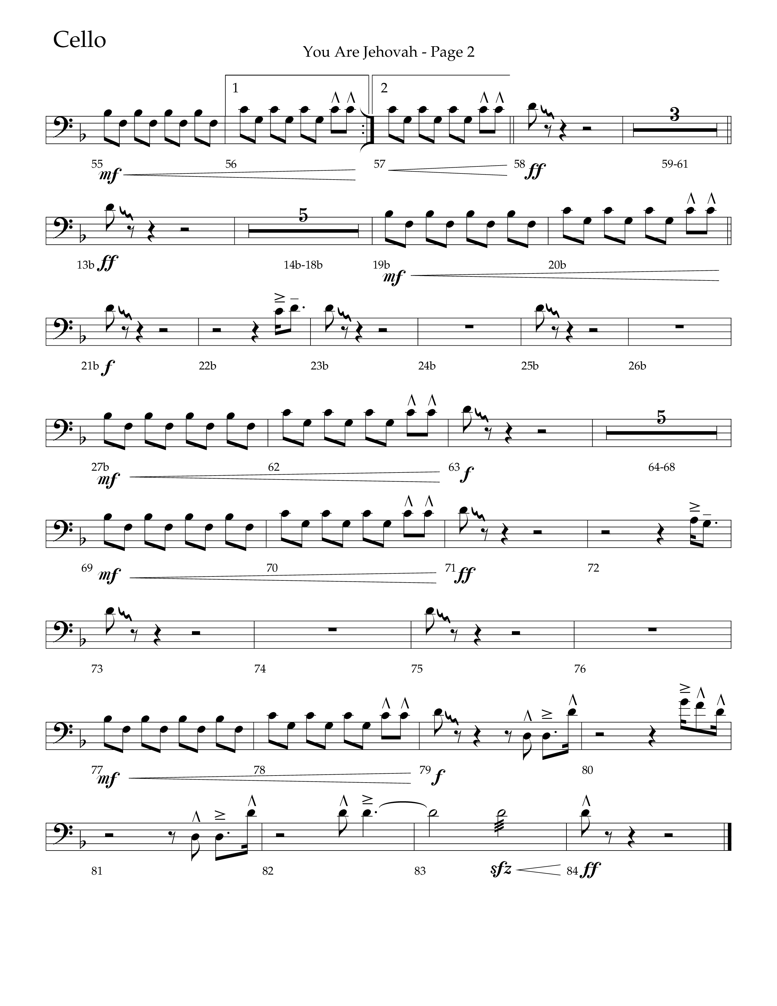 You Are Jehovah (Choral Anthem SATB) Cello (Lifeway Choral / Arr. Cliff Duren)