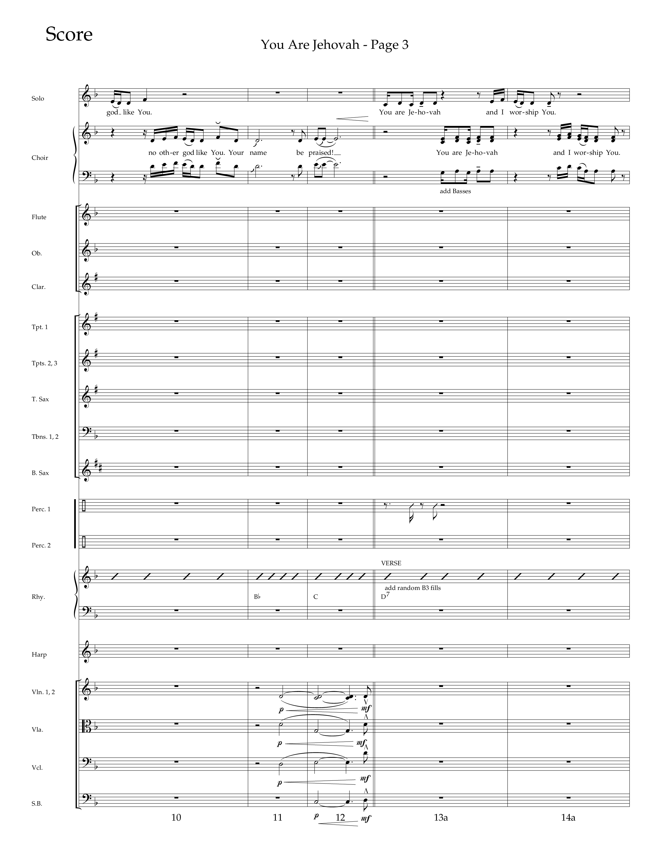 You Are Jehovah (Choral Anthem SATB) Orchestration (Lifeway Choral / Arr. Cliff Duren)