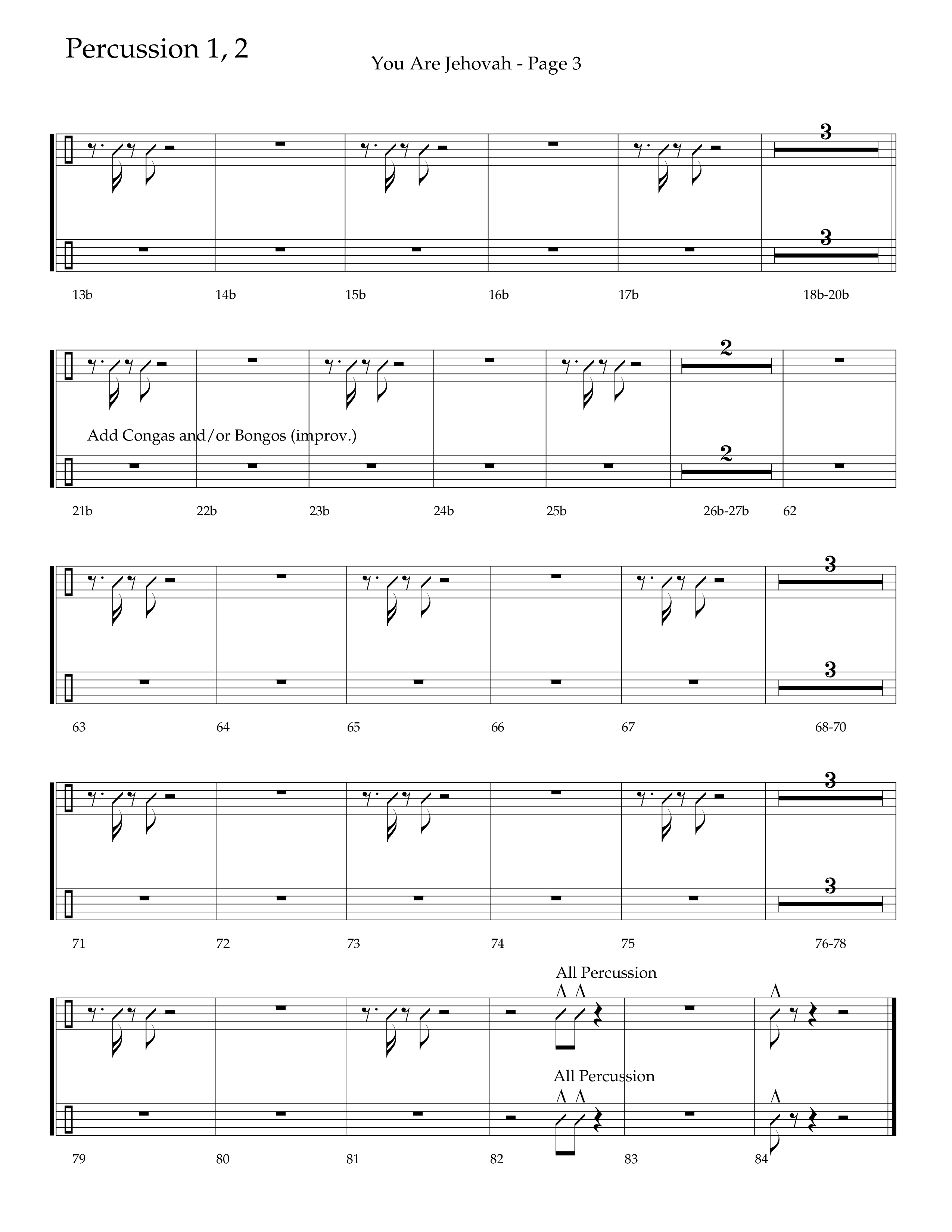 You Are Jehovah (Choral Anthem SATB) Percussion 1/2 (Lifeway Choral / Arr. Cliff Duren)