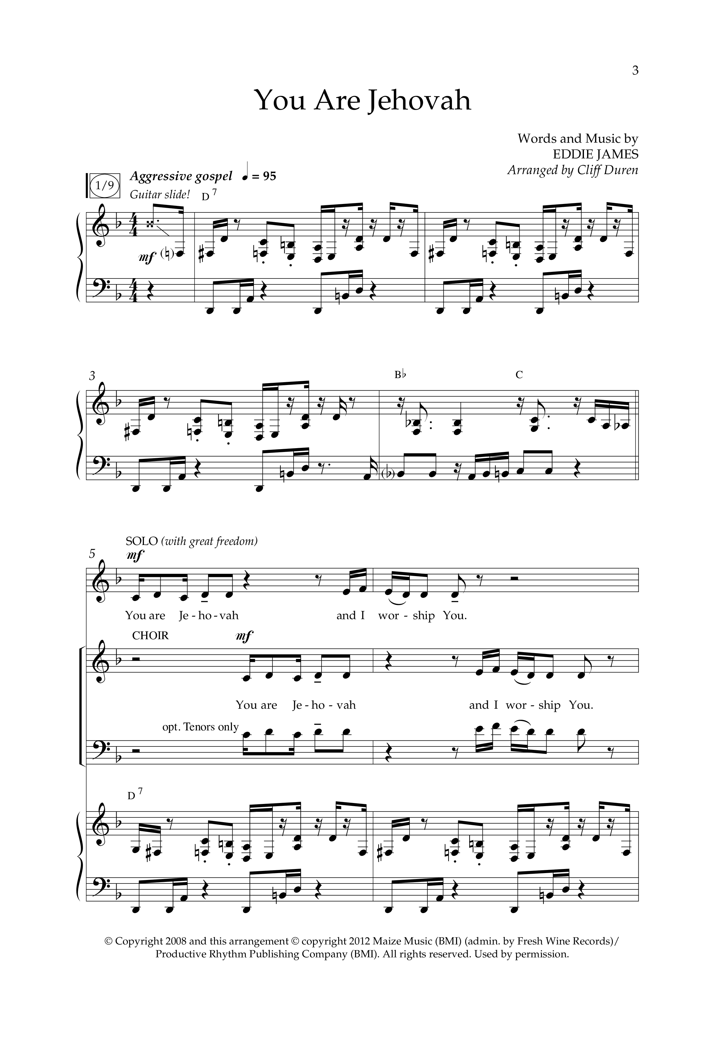 You Are Jehovah (Choral Anthem SATB) Anthem (SATB/Piano) (Lifeway Choral / Arr. Cliff Duren)