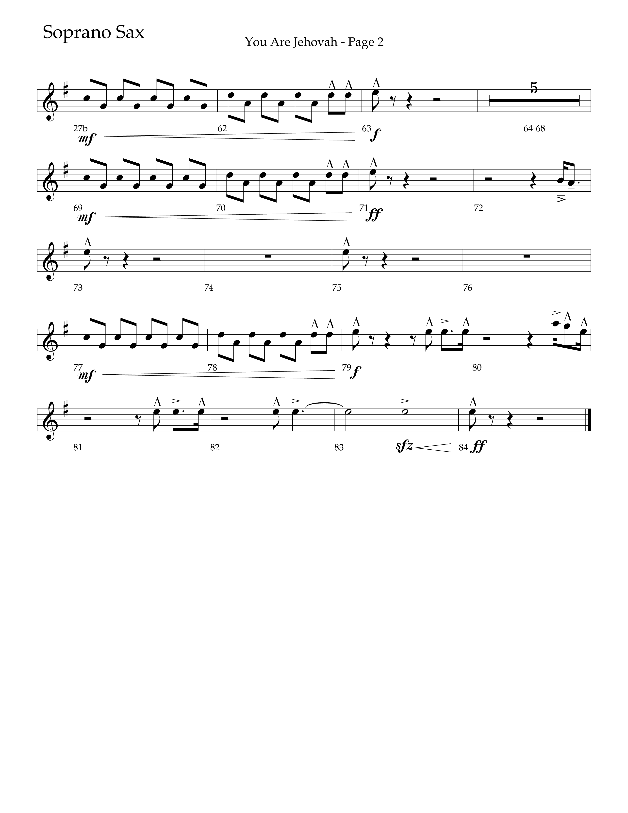 You Are Jehovah (Choral Anthem SATB) Soprano Sax (Lifeway Choral / Arr. Cliff Duren)