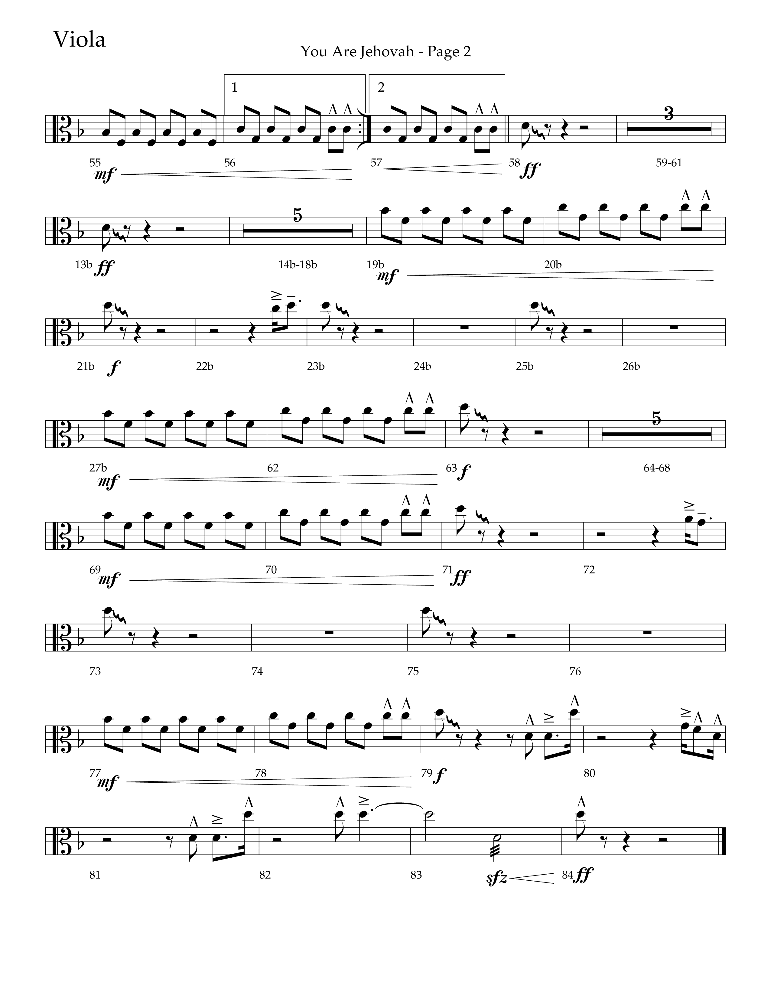 You Are Jehovah (Choral Anthem SATB) Viola (Lifeway Choral / Arr. Cliff Duren)