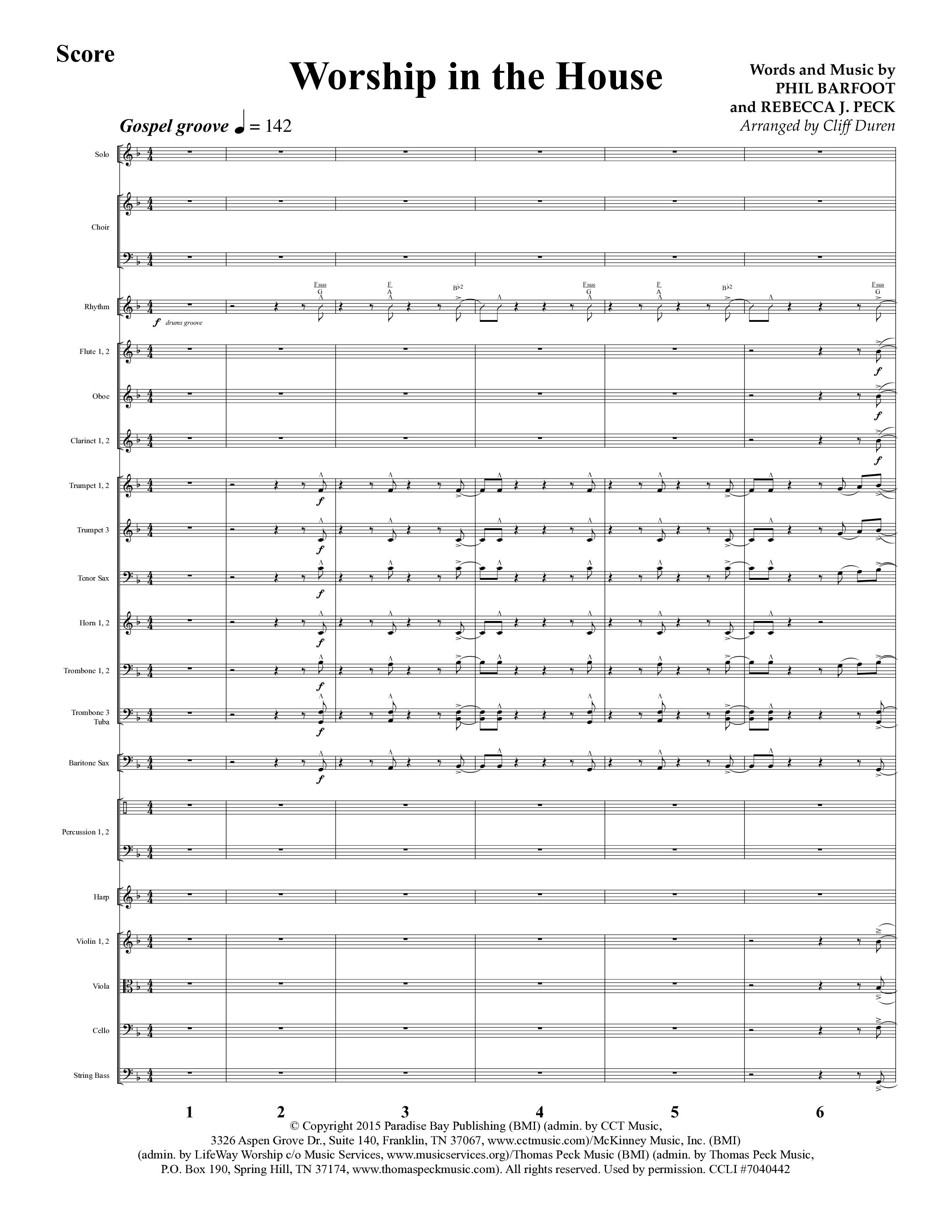 Worship In The House (Choral Anthem SATB) Orchestration (Lifeway Choral / Arr. Cliff Duren)