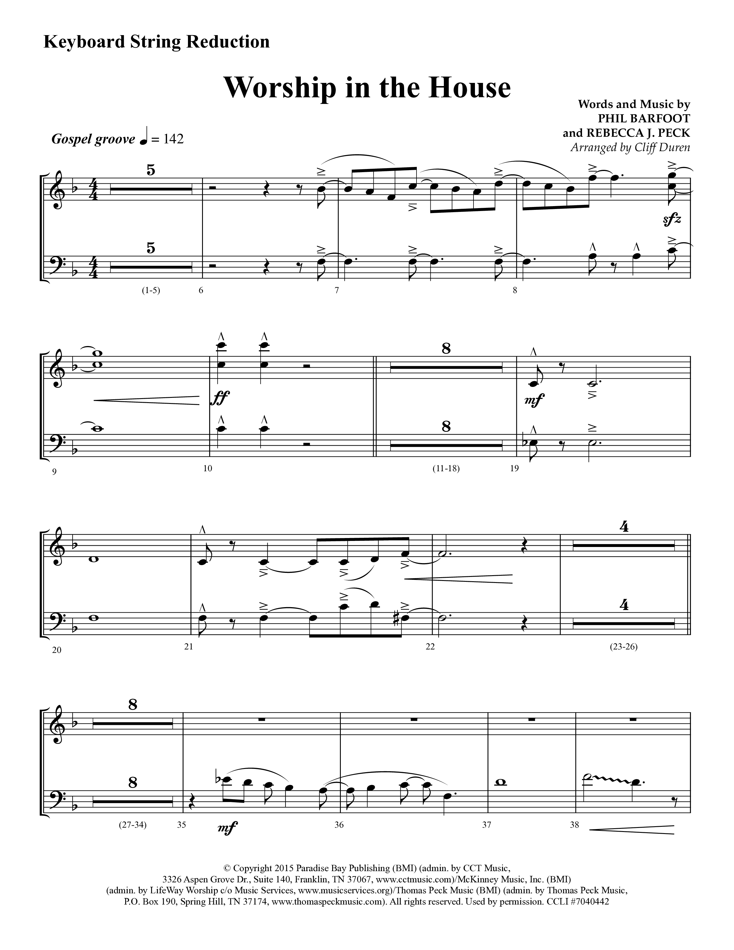 Worship In The House (Choral Anthem SATB) String Reduction (Lifeway Choral / Arr. Cliff Duren)