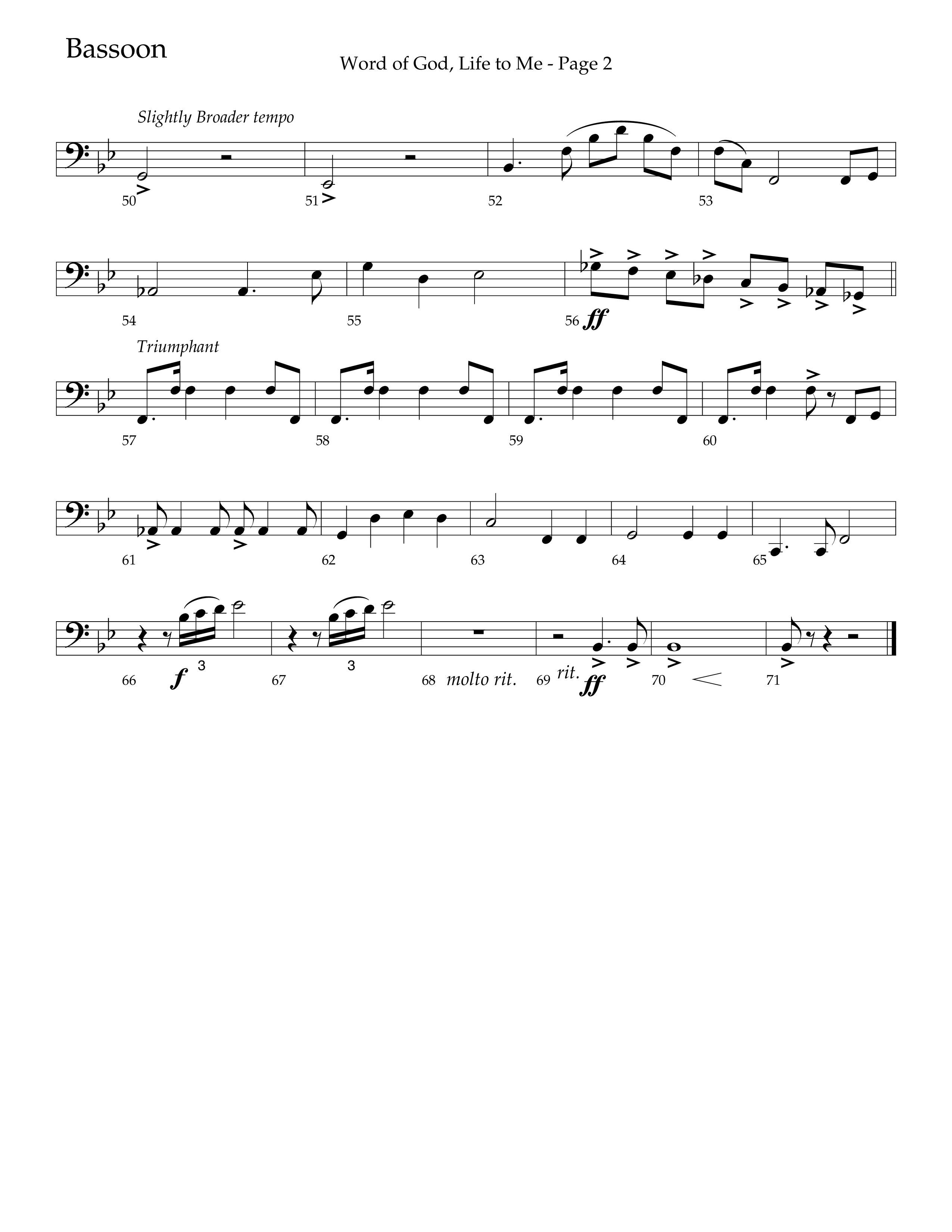 Word Of God Life To Me (Choral Anthem SATB) Bassoon (Lifeway Choral / Arr. David Hamilton)