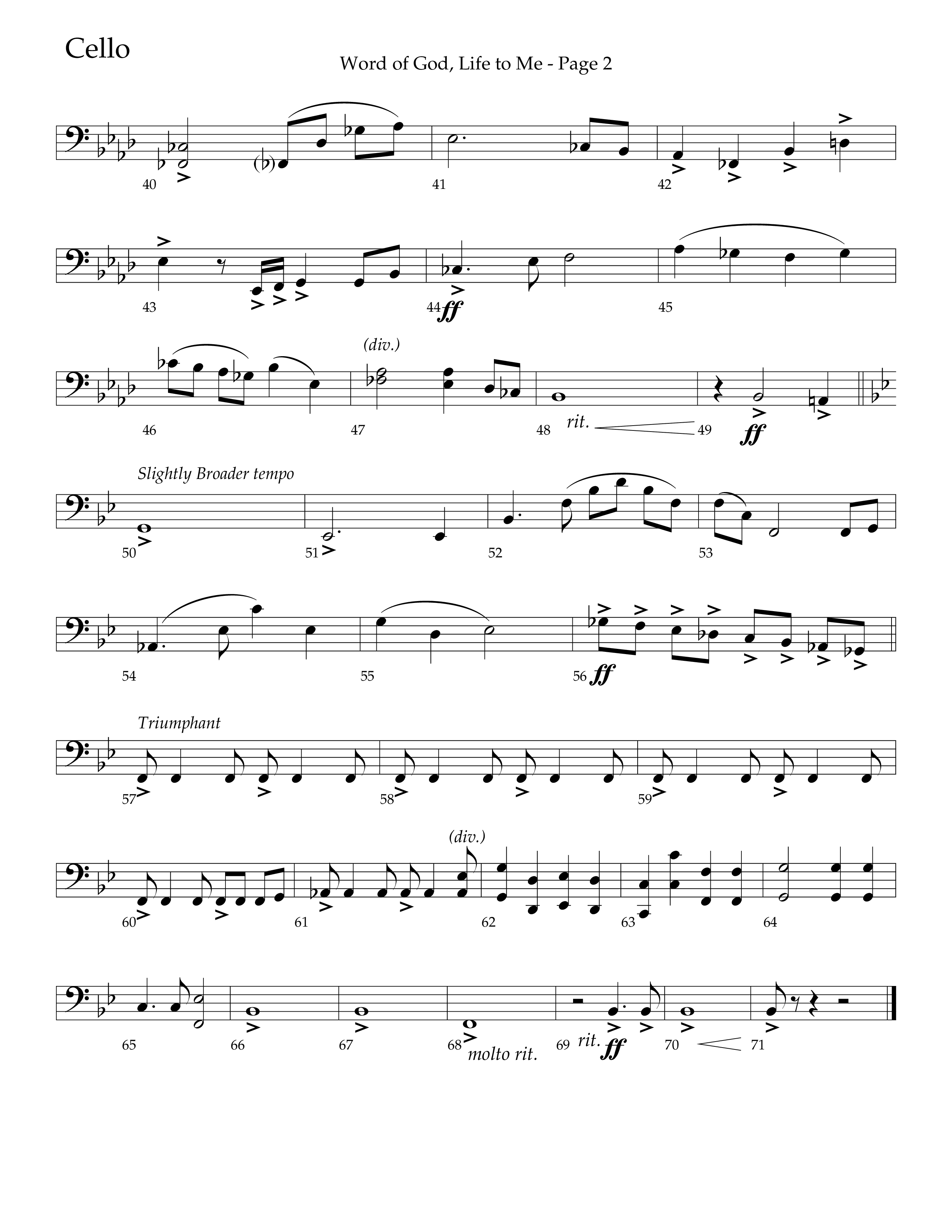 Word Of God Life To Me (Choral Anthem SATB) Cello (Lifeway Choral / Arr. David Hamilton)