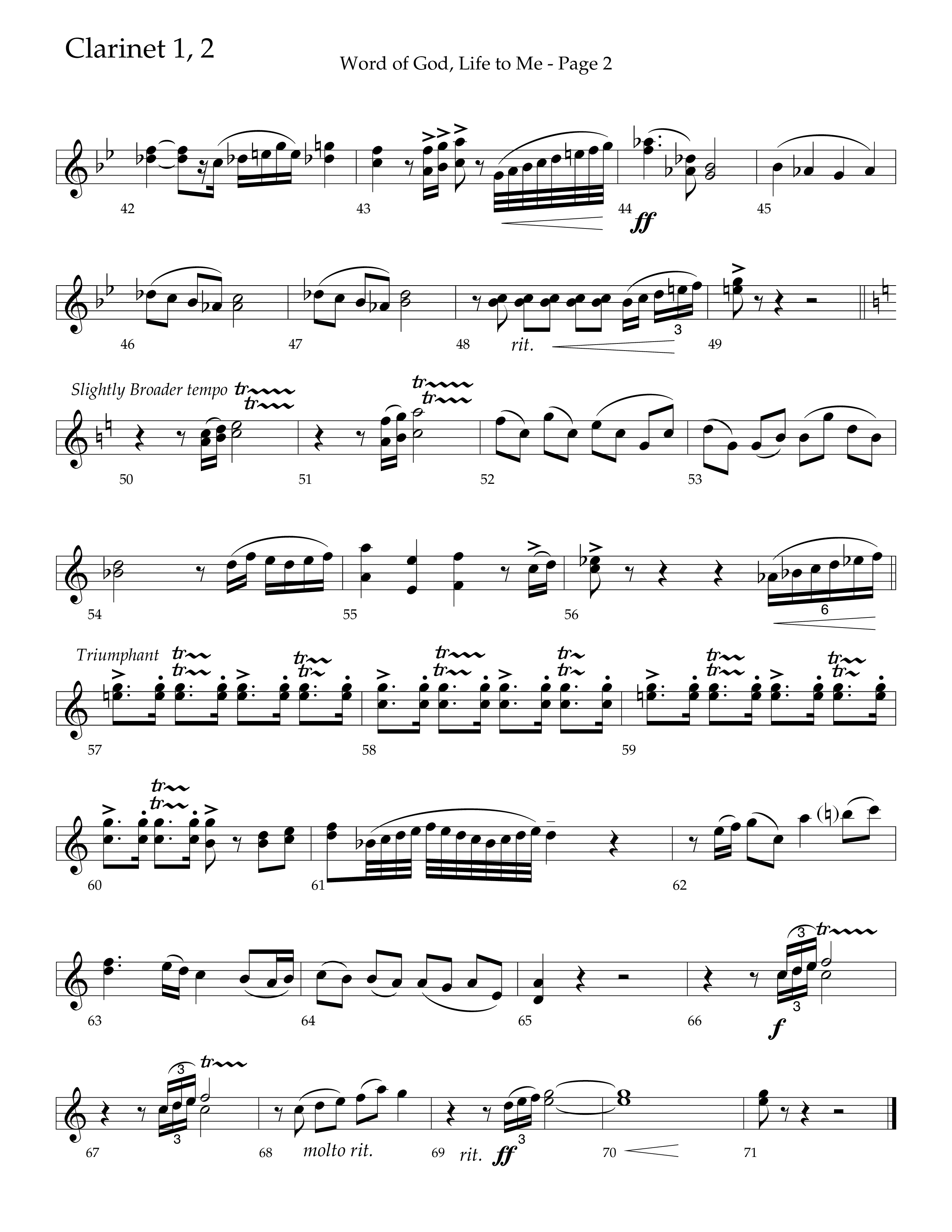 Word Of God Life To Me (Choral Anthem SATB) Clarinet 1/2 (Lifeway Choral / Arr. David Hamilton)