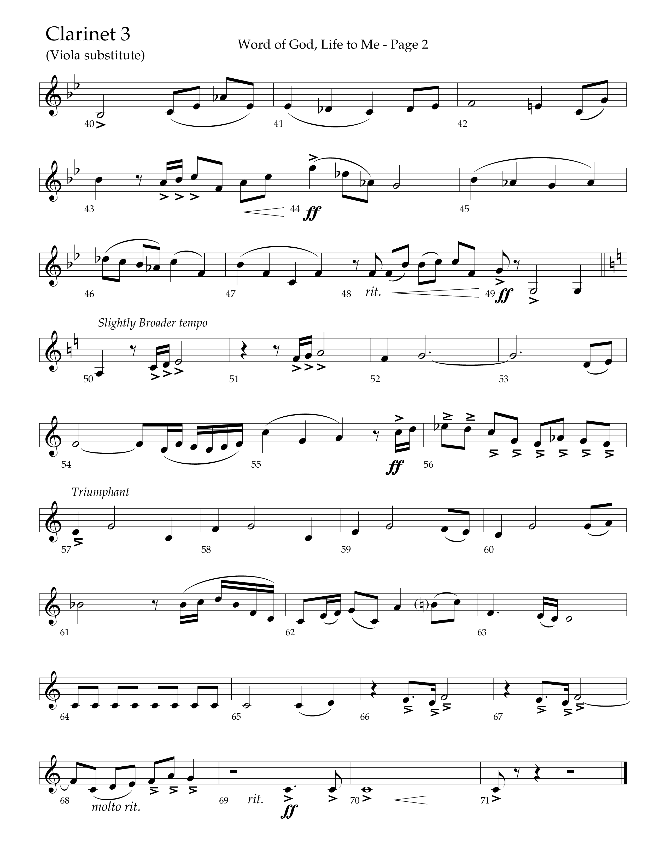 Word Of God Life To Me (Choral Anthem SATB) Clarinet 3 (Lifeway Choral / Arr. David Hamilton)